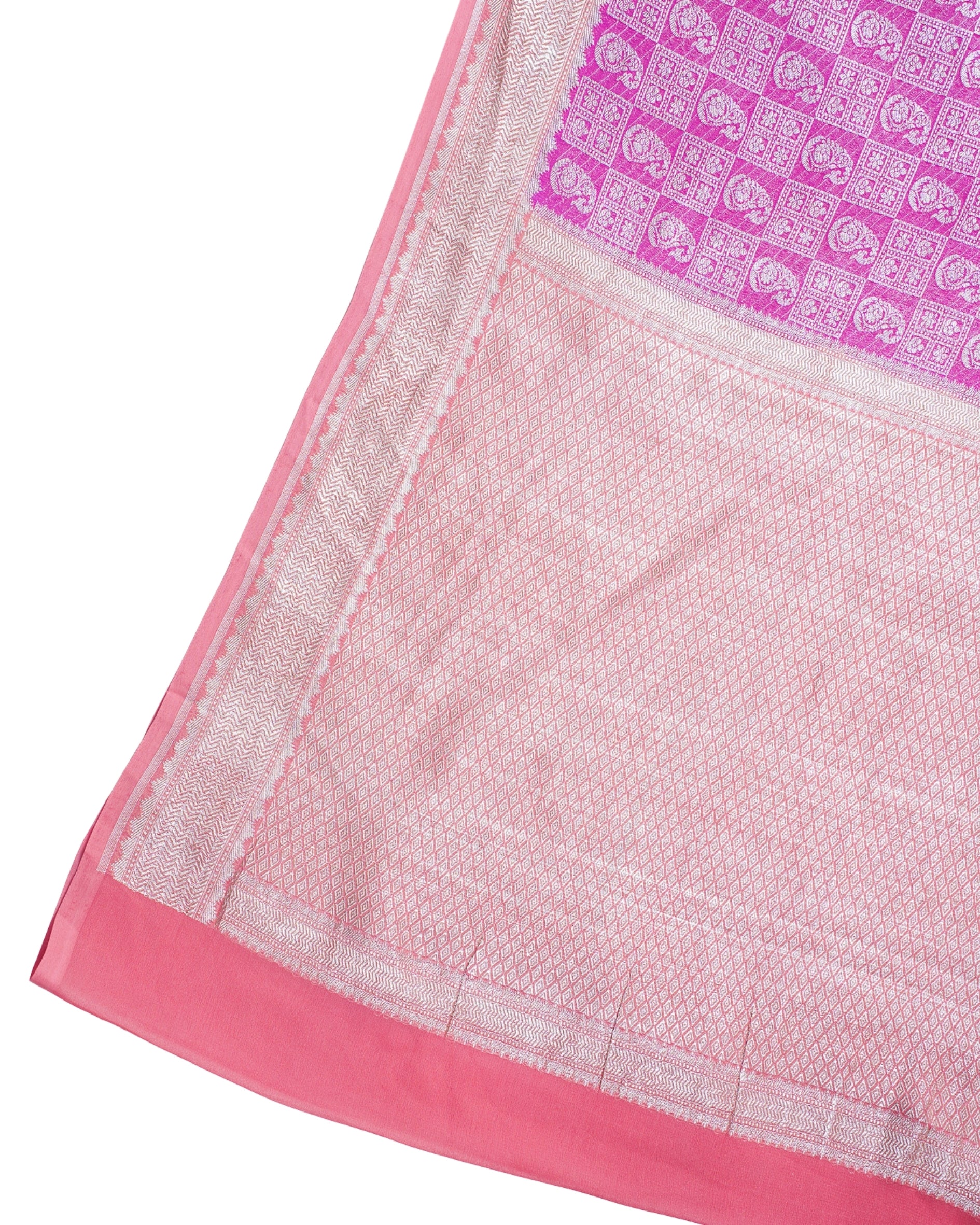 Rani Pink Pure Khaddi Georgette Brocade Banarasi Saree