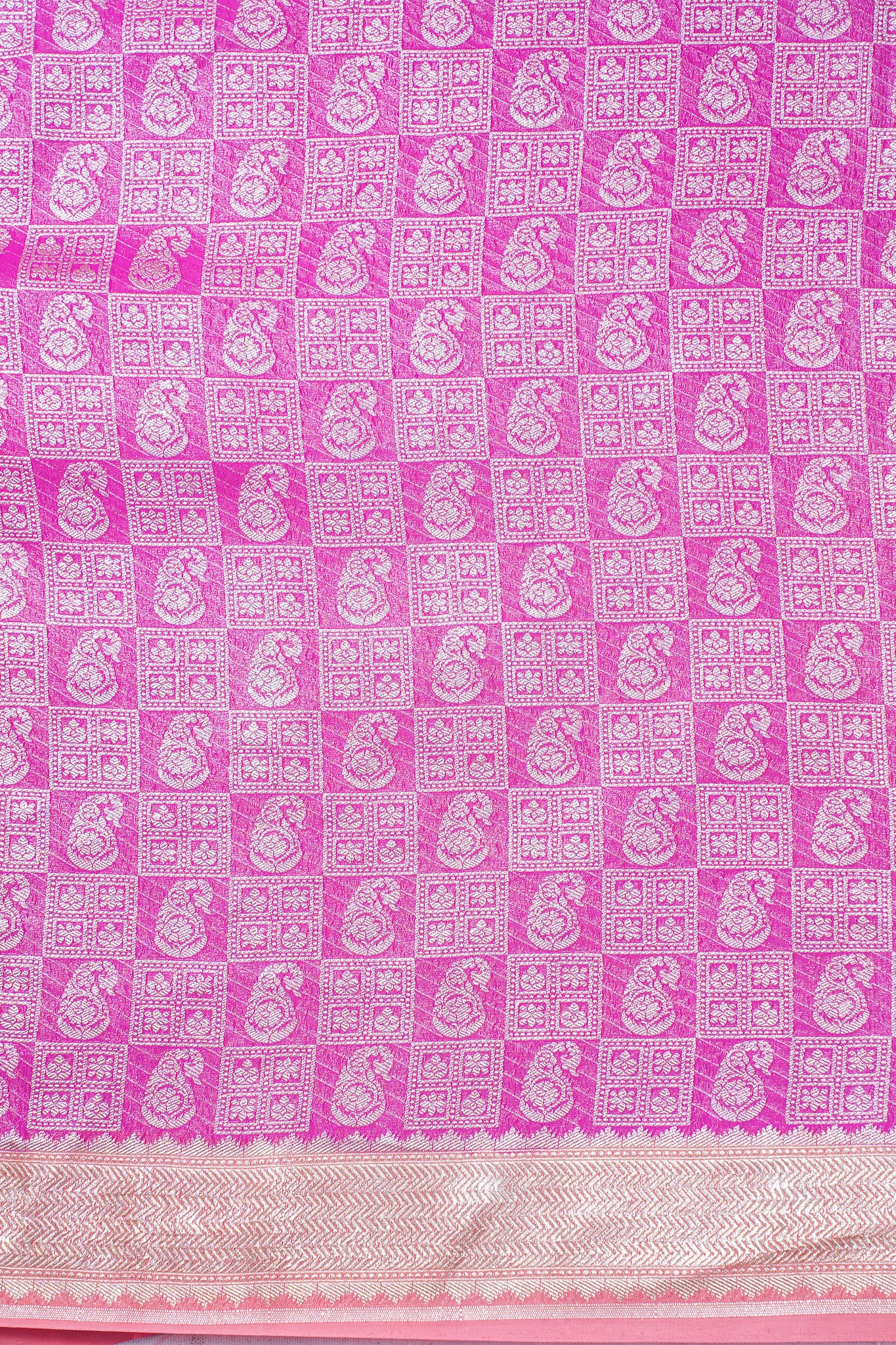 Rani Pink Pure Khaddi Georgette Brocade Banarasi Saree