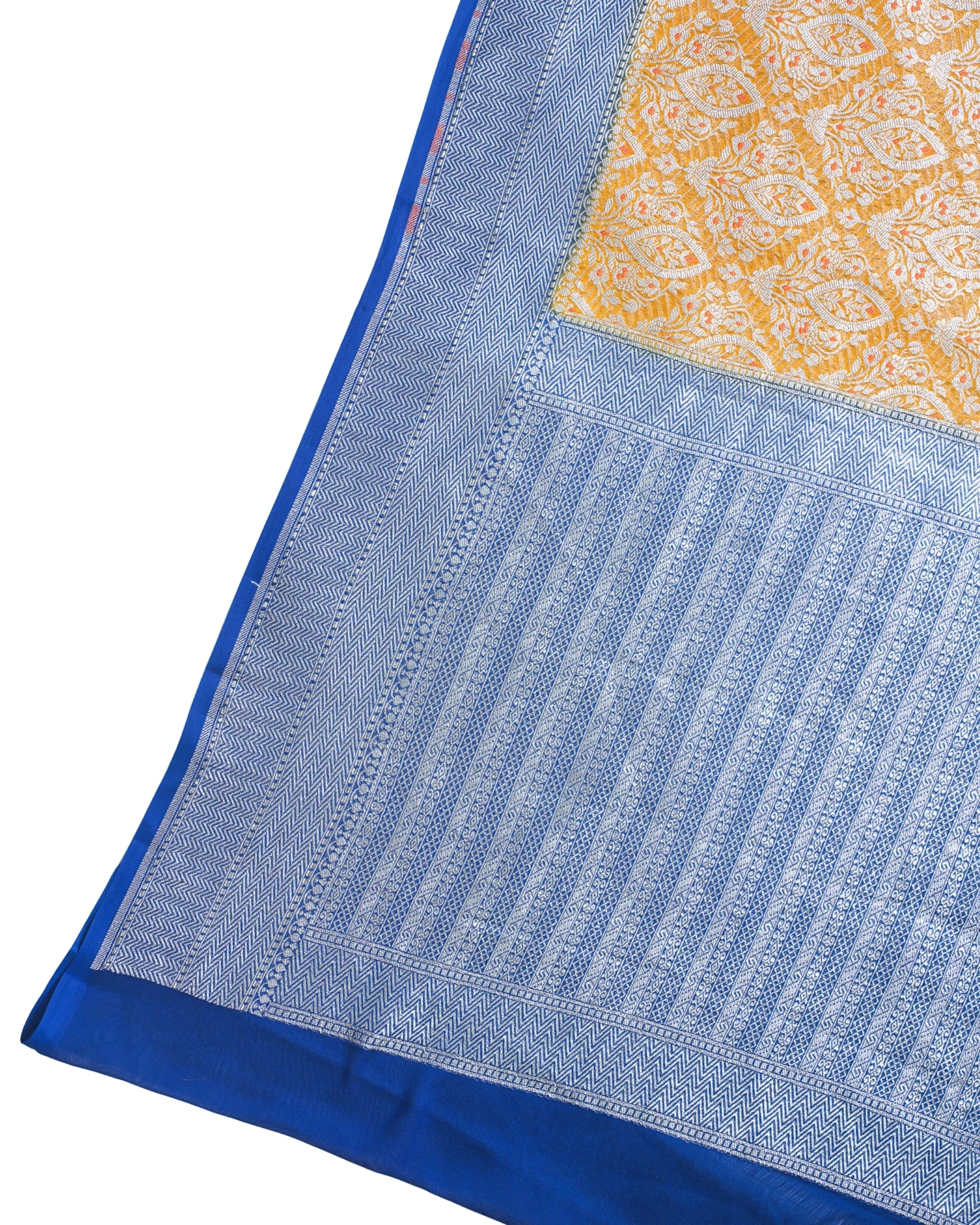 Mustard Yellow Pure Khaddi Georgette Brocade Banarasi Saree