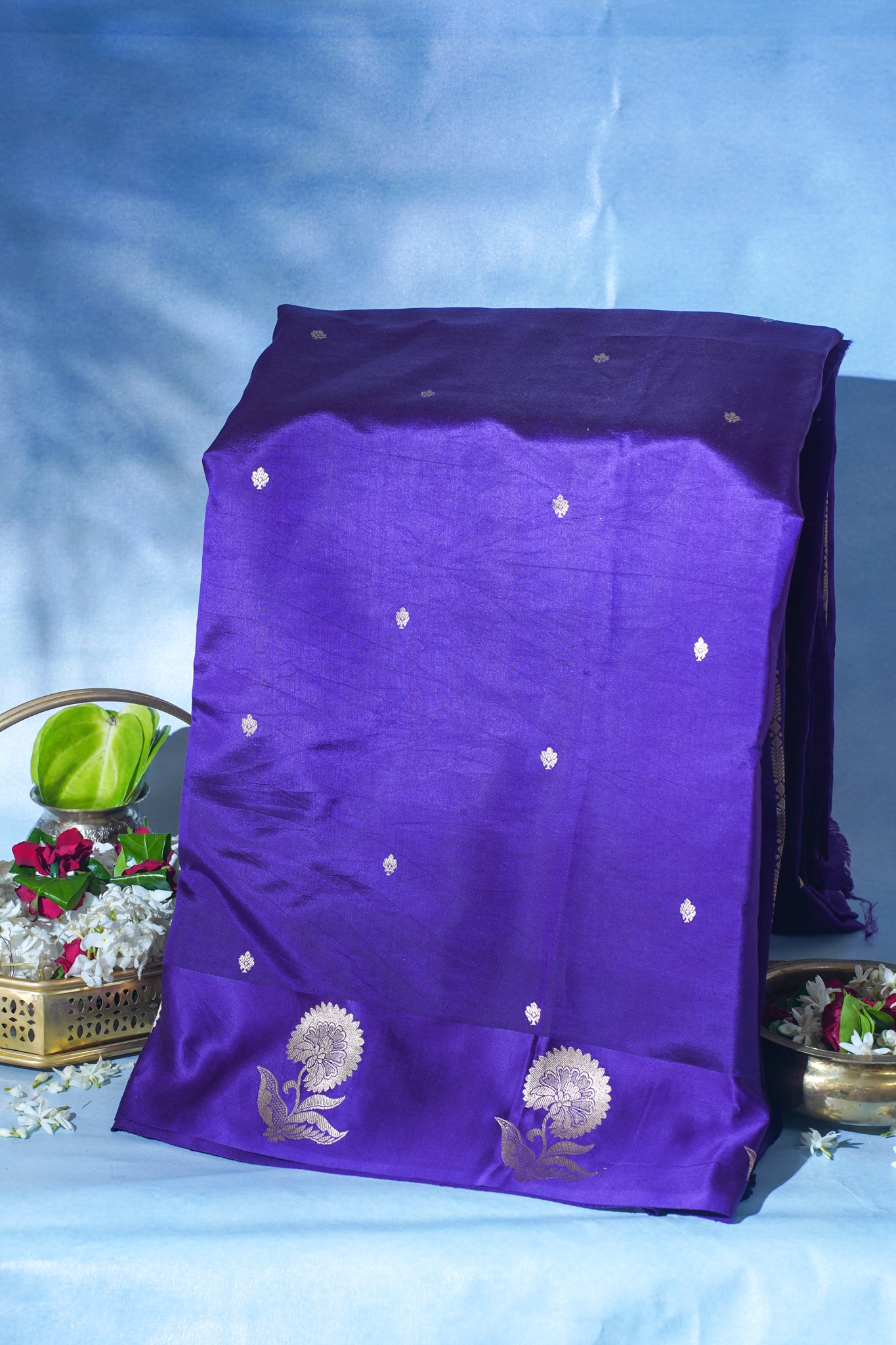 Purple Pure Mango Katan Silk Handwoven Saree