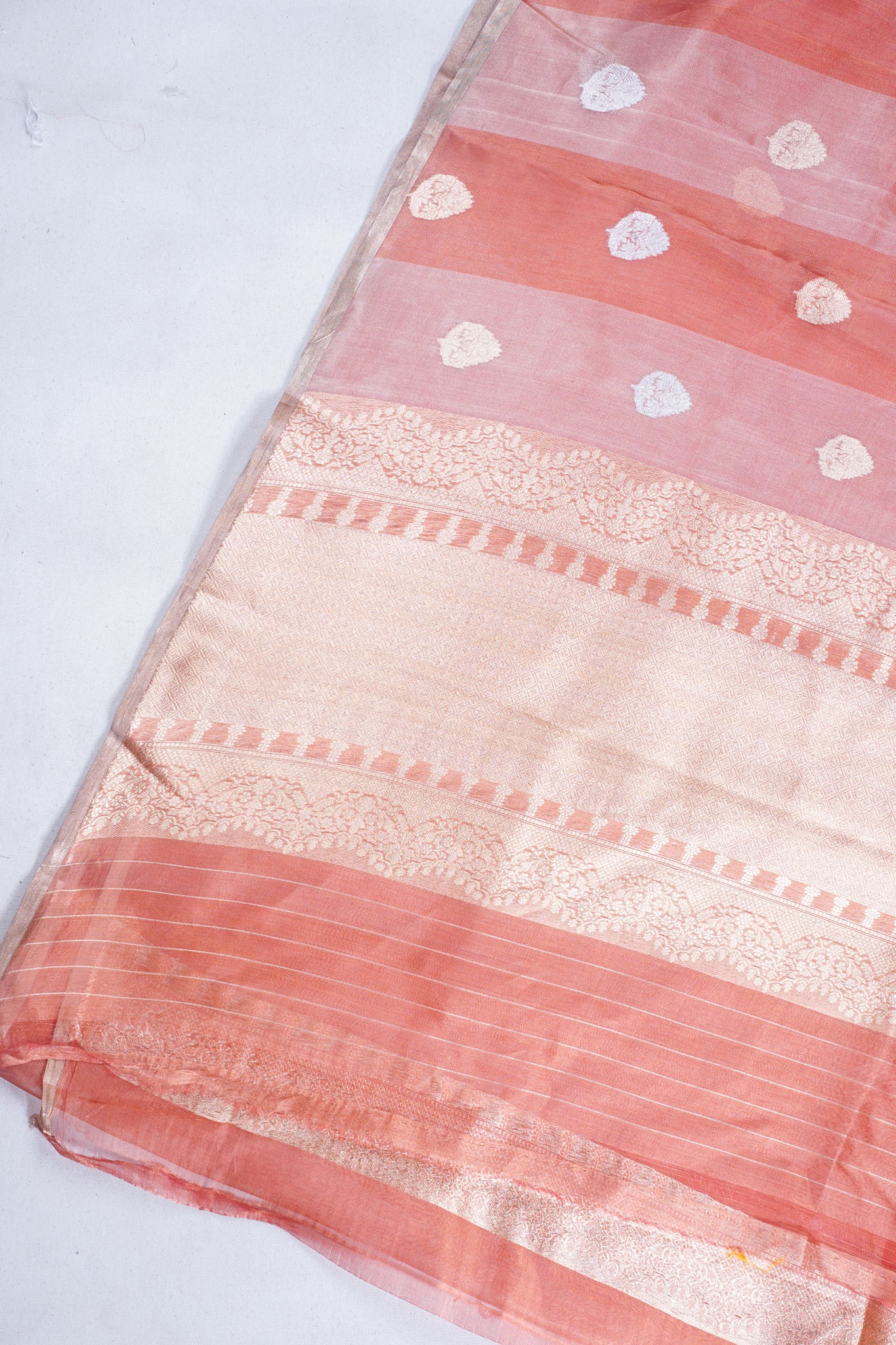 Rust-Rose Pure Tissue Silk Handloom Saree