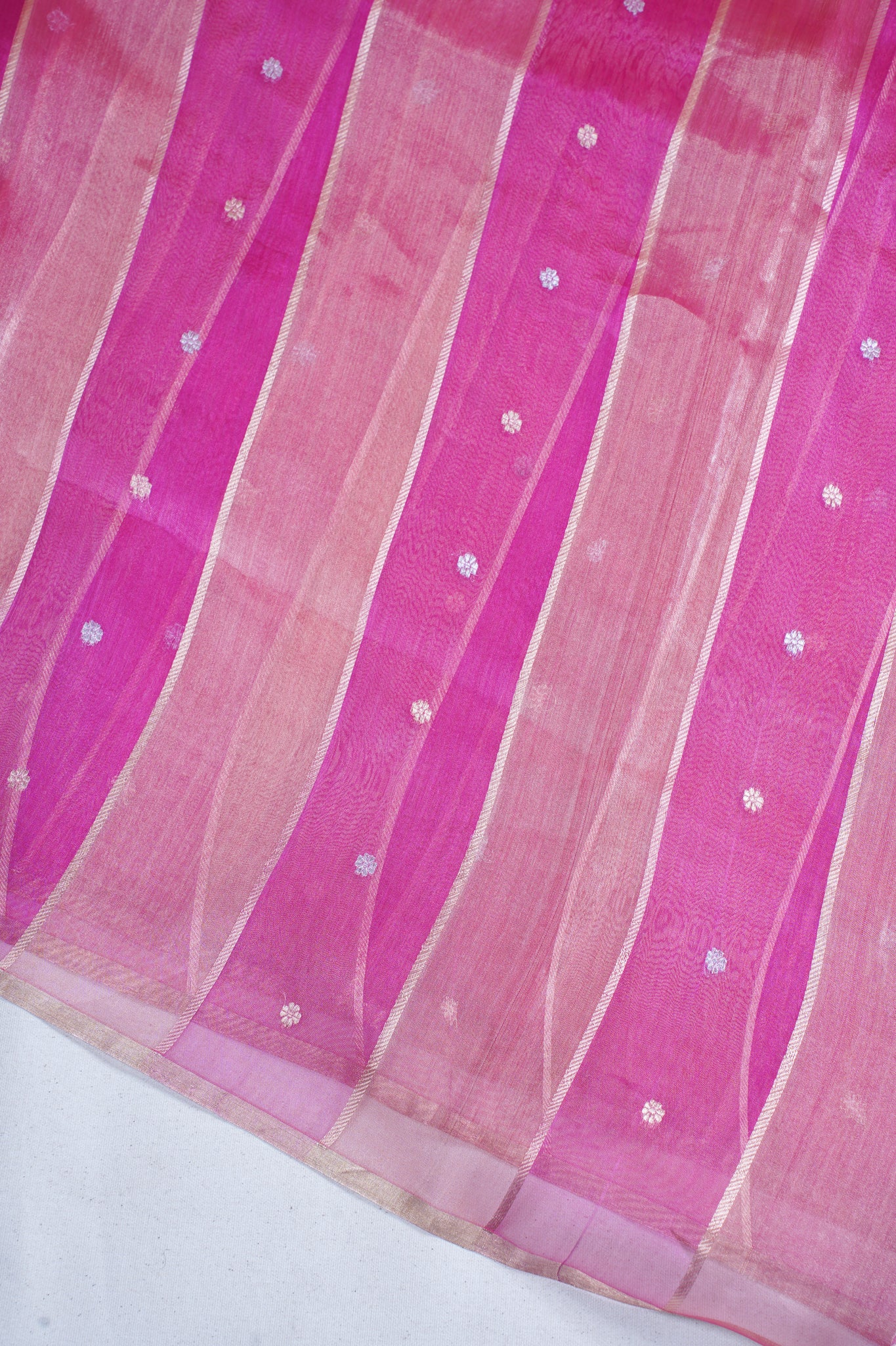 Magenta-Pink Pure Tissue Silk Handloom Saree