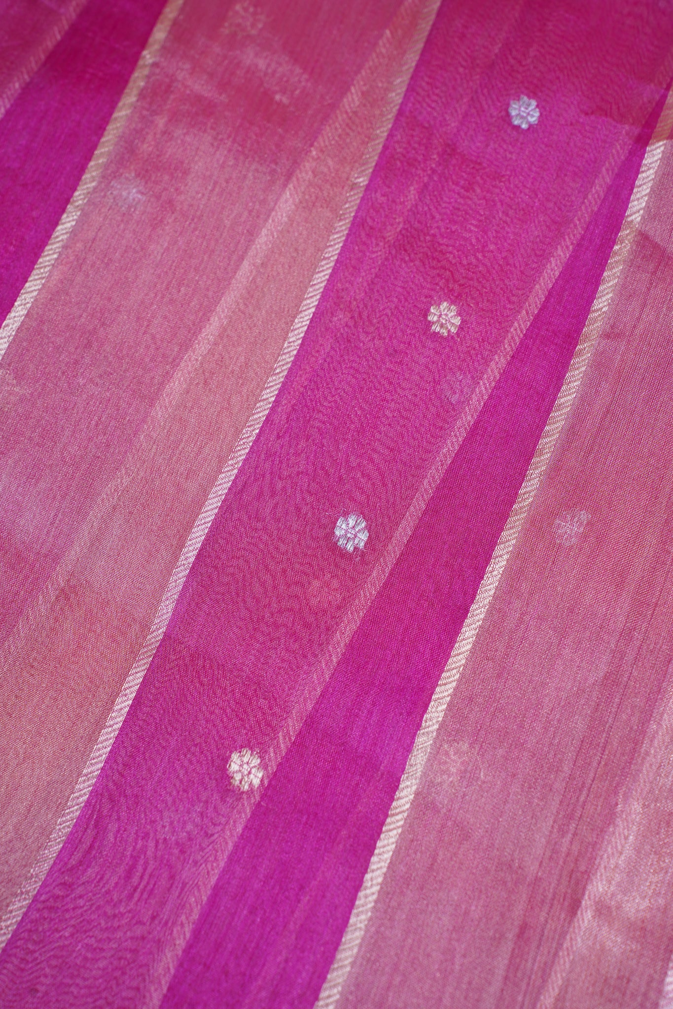 Magenta-Pink Pure Tissue Silk Handloom Saree