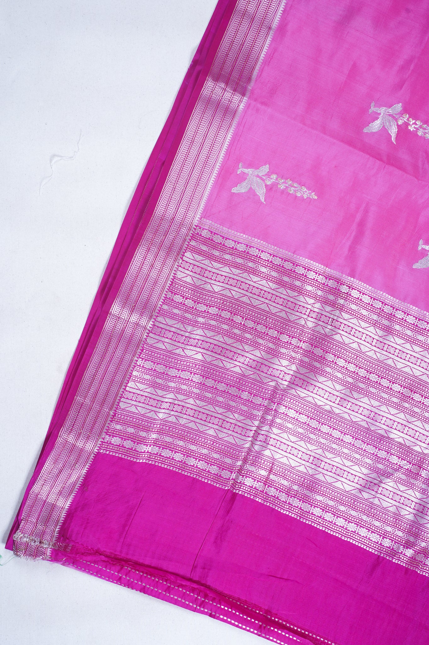 Rani Pink Pure Mango Katan Silk Handwoven Saree