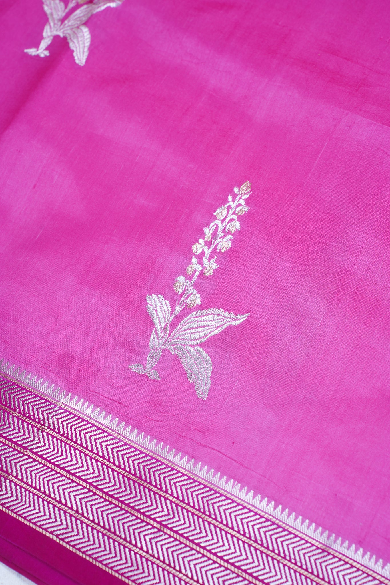 Rani Pink Pure Mango Katan Silk Handwoven Saree