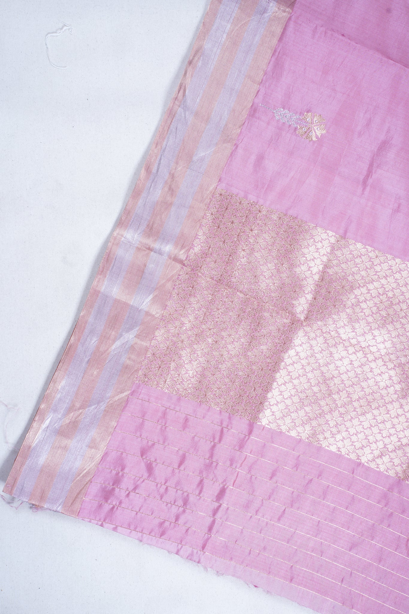 Pastel Pink Pure Mango Katan Silk Handwoven Saree