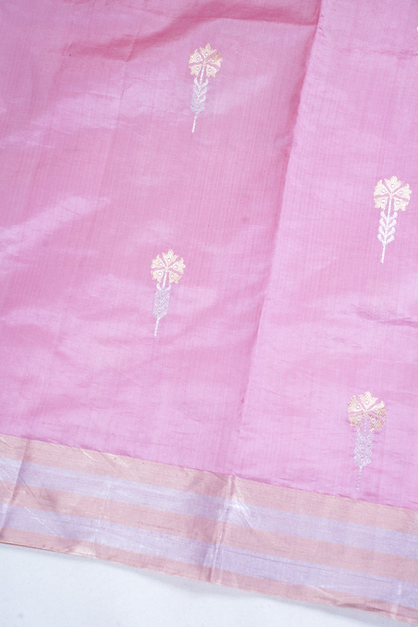 Pastel Pink Pure Mango Katan Silk Handwoven Saree