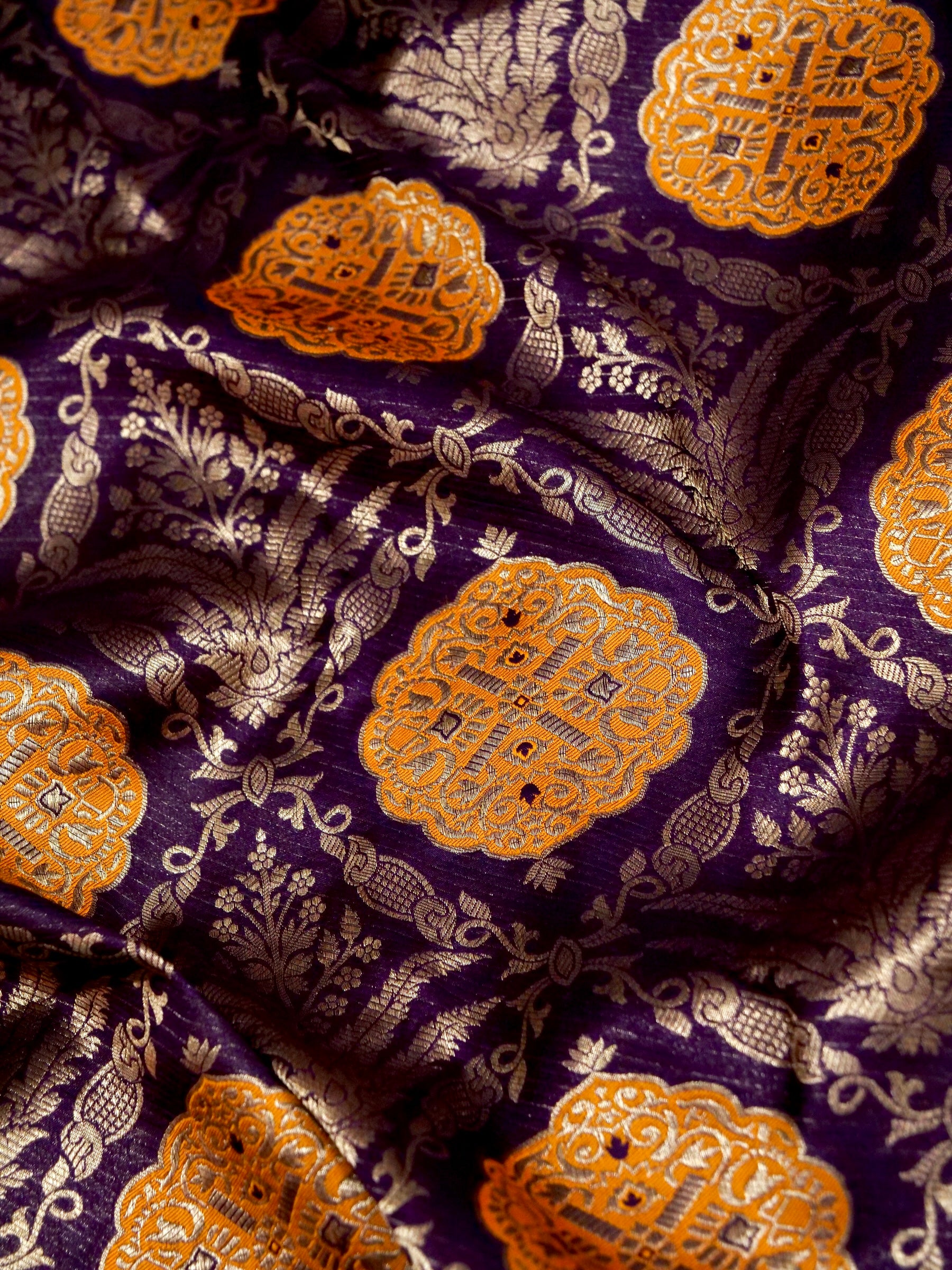 Purple Handwoven Banarasi Pure Katan Silk Meenakari Brocade Saree