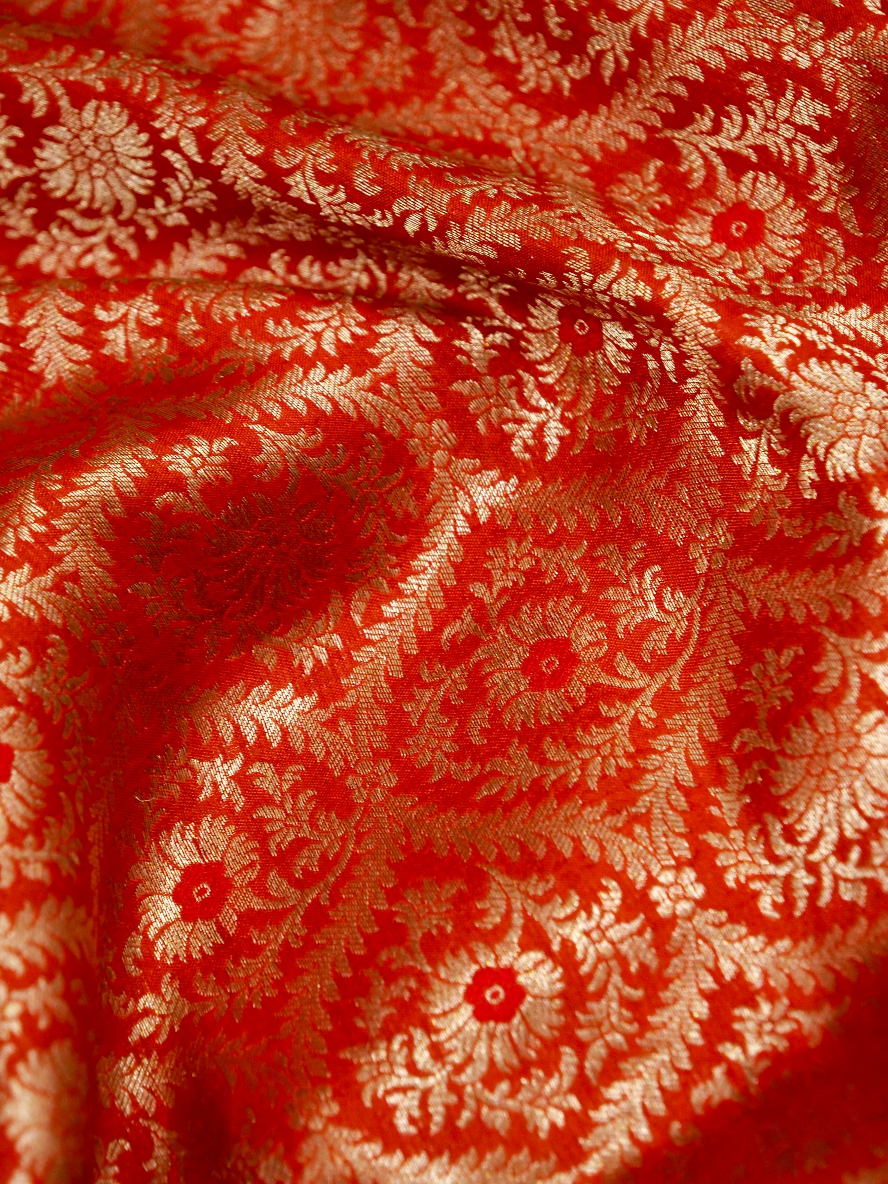 Red Handloom Pure Katan Silk Banarasi Brocade Saree