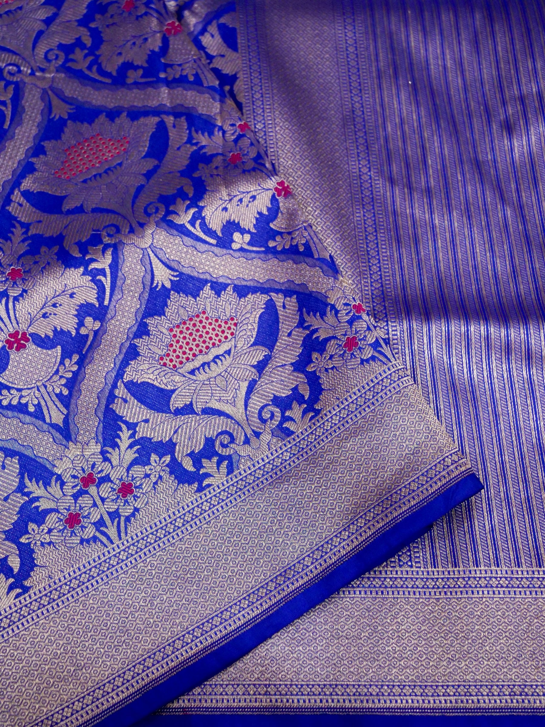 Royal Blue Handwoven Banarasi Pure Katan Silk Meenakari Brocade Saree