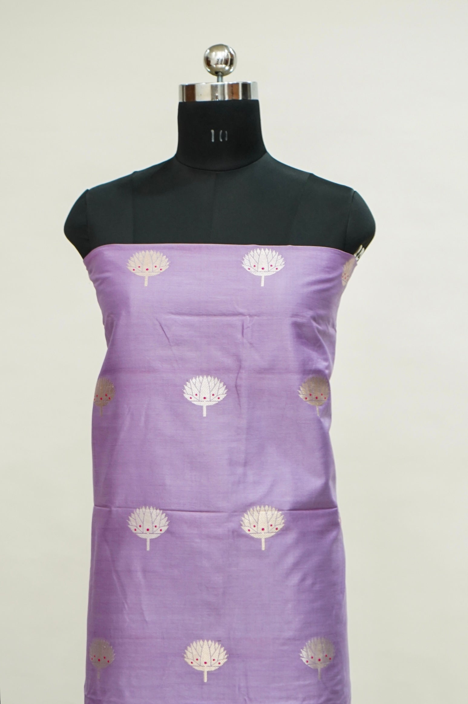Lilac Handwoven Banarasi Pure Katan Silk Suit with Royal Purple Dupatta