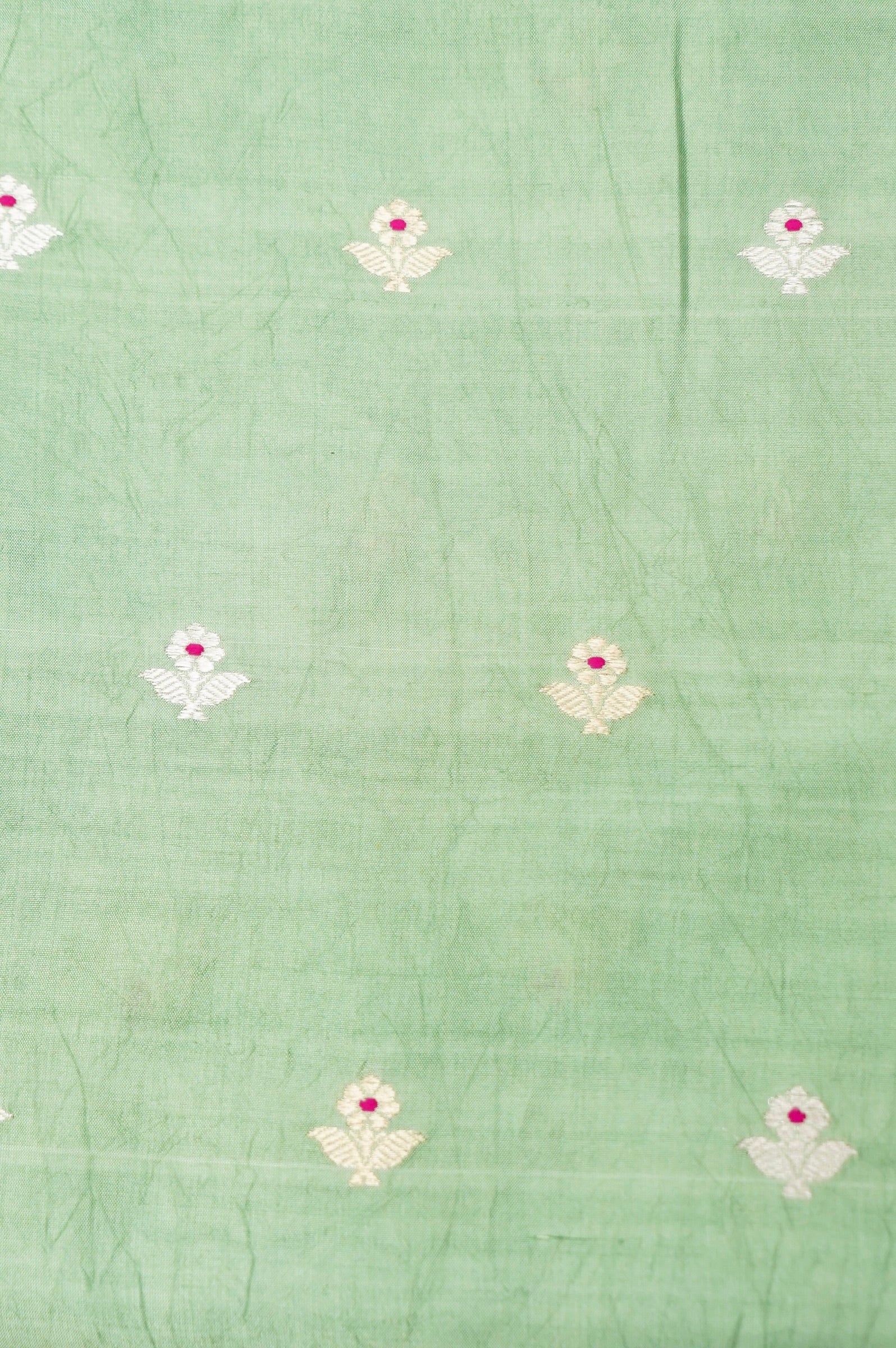 Mint green Handwoven Banarasi Pure Katan Silk Meenakari Suit with Dark green Dupatta