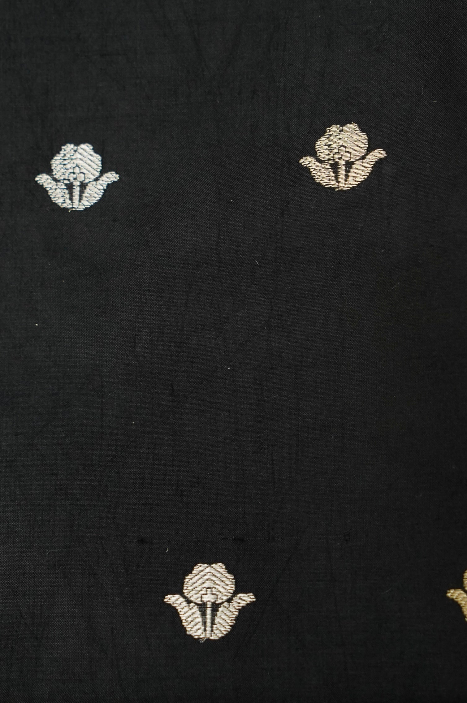 Black Handwoven Banarasi Pure Katan Silk Suit with Mustard dupatta