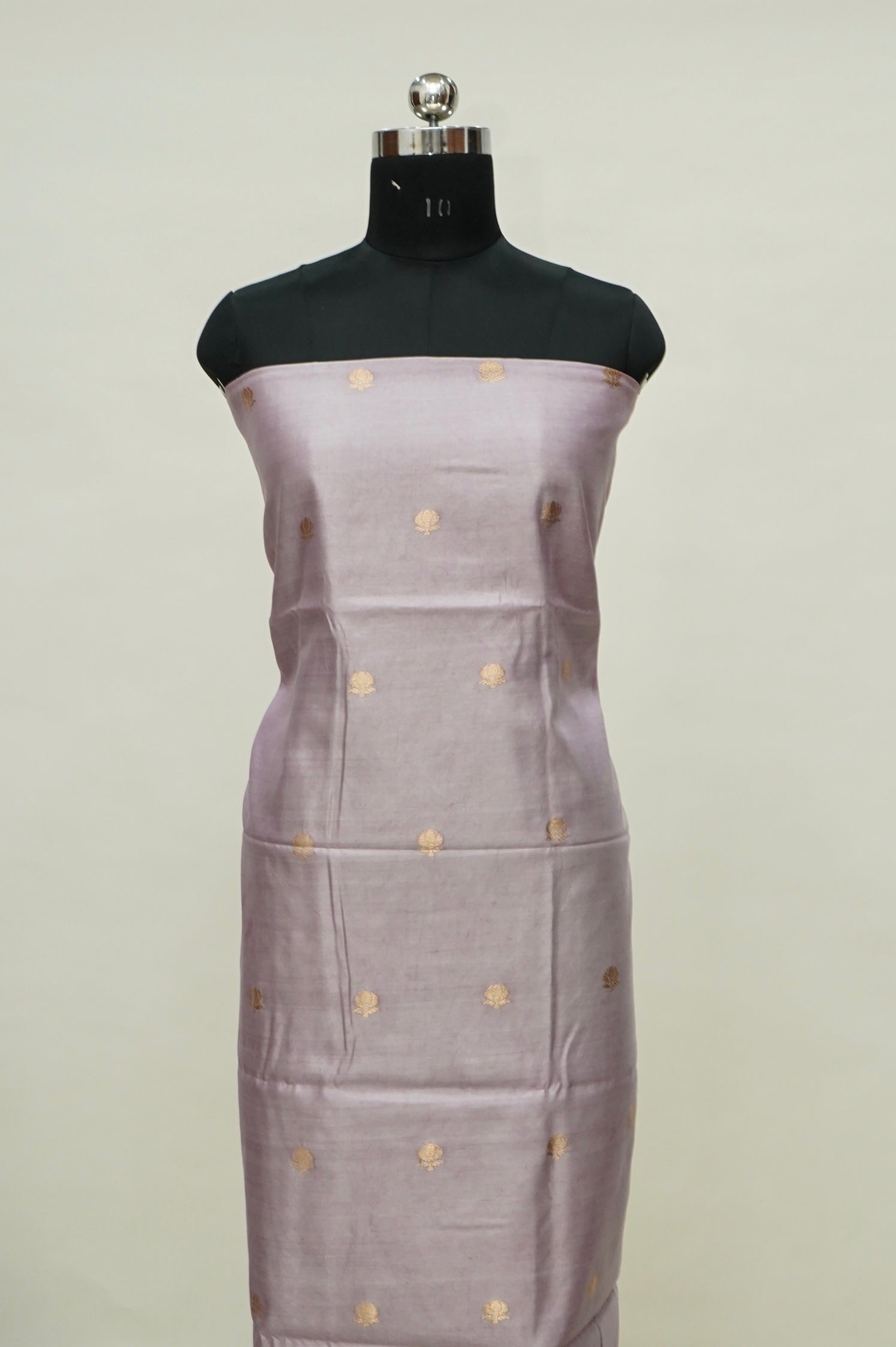Soft pastel Handwoven Banarasi Pure Katan Silk Meenakari Suit with Purple Dupatta