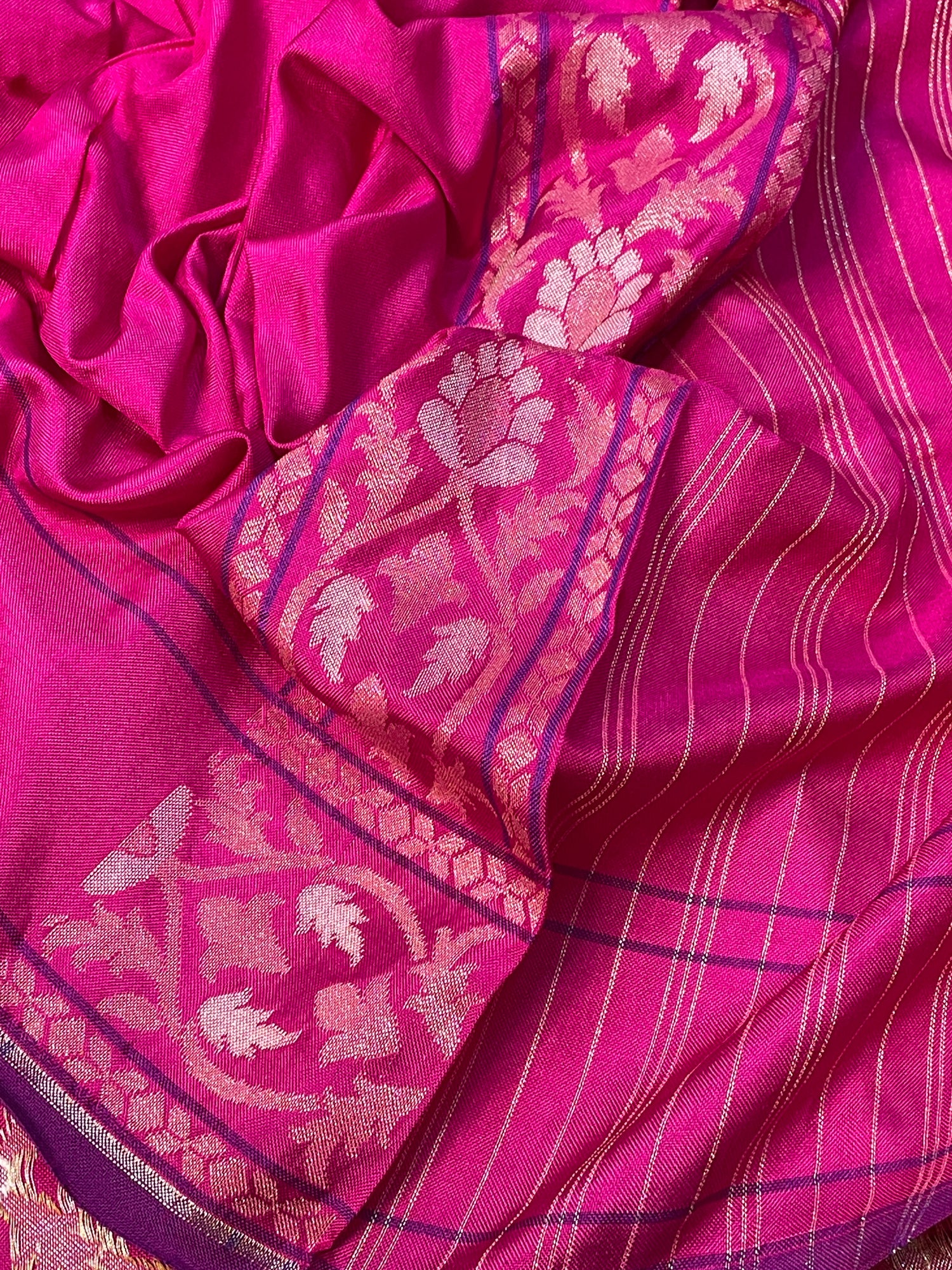 Pink Ektara Silk Jamdani Saree with Zari Weaves