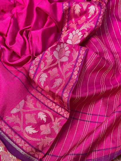 Pink Ektara Silk Jamdani Saree with Zari Weaves