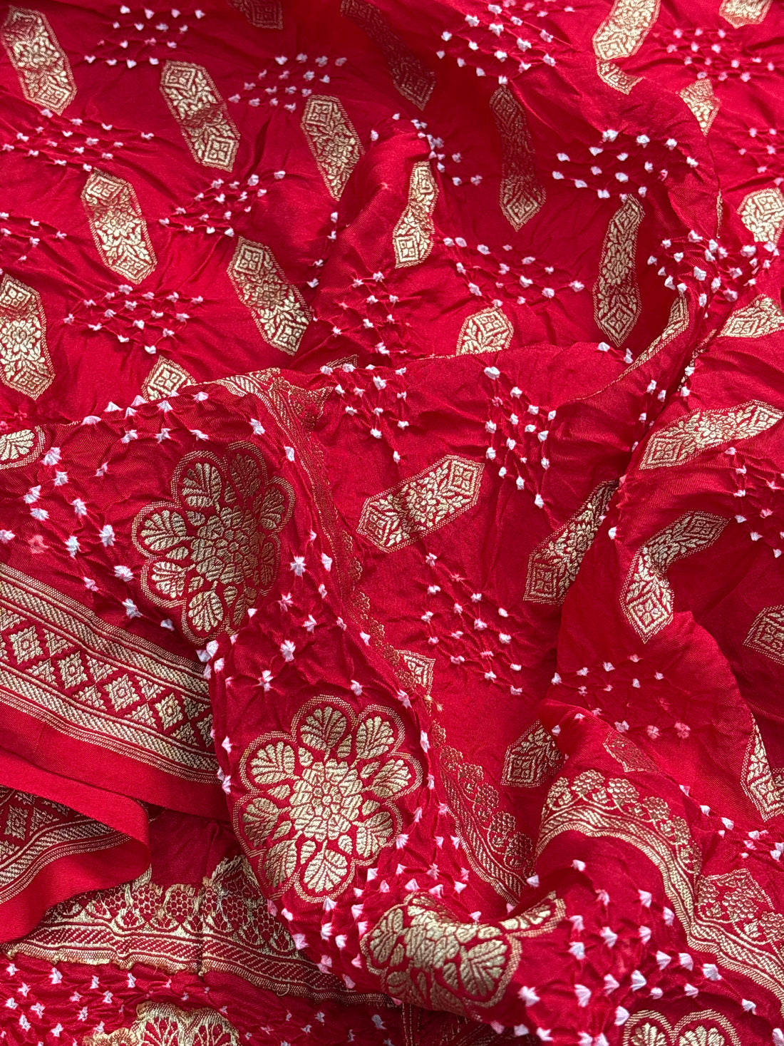 Red Banarasi Mashru Bandhan Silk Saree