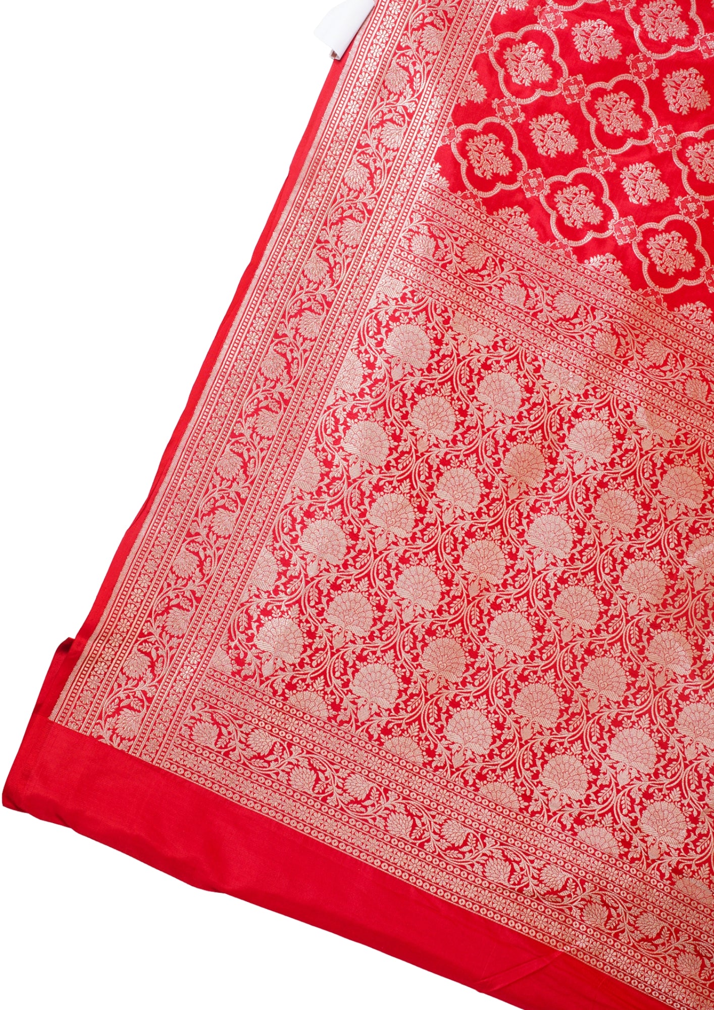 Rani Pink Banarasi Pure Katan Silk Jaal Saree