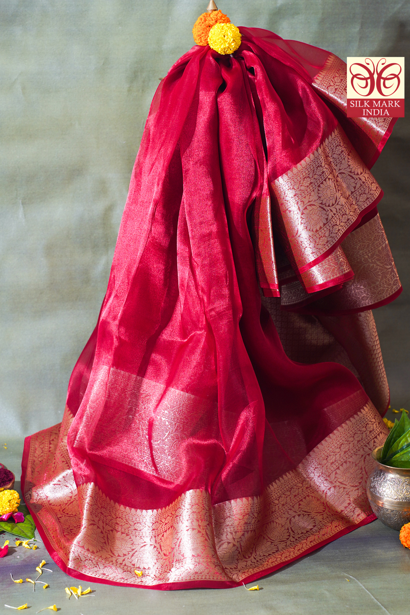 Rani Pink Banarasi Pure Tissue Silk Saree