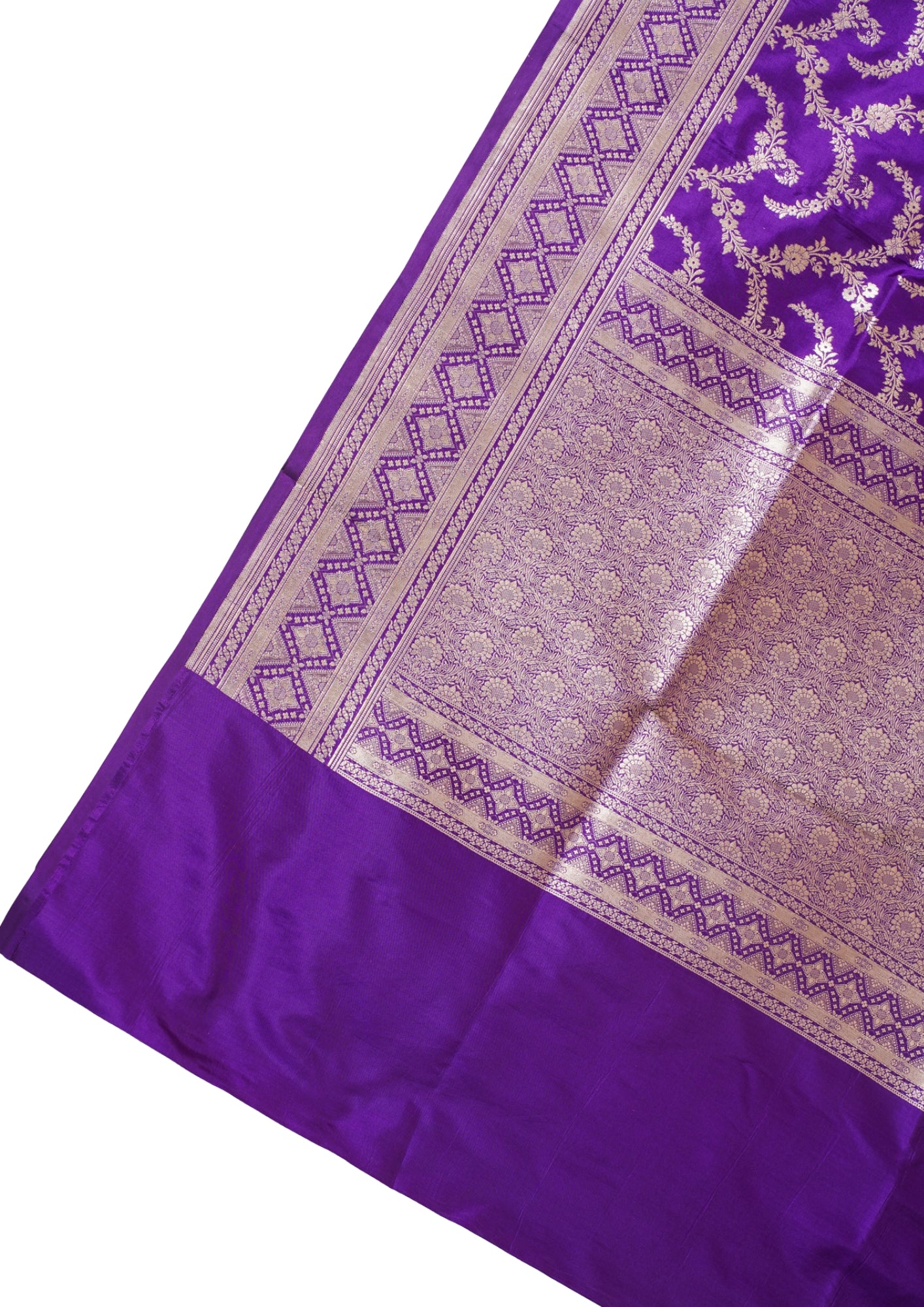 Purple Banarasi Pure Katan Silk Jaal Saree