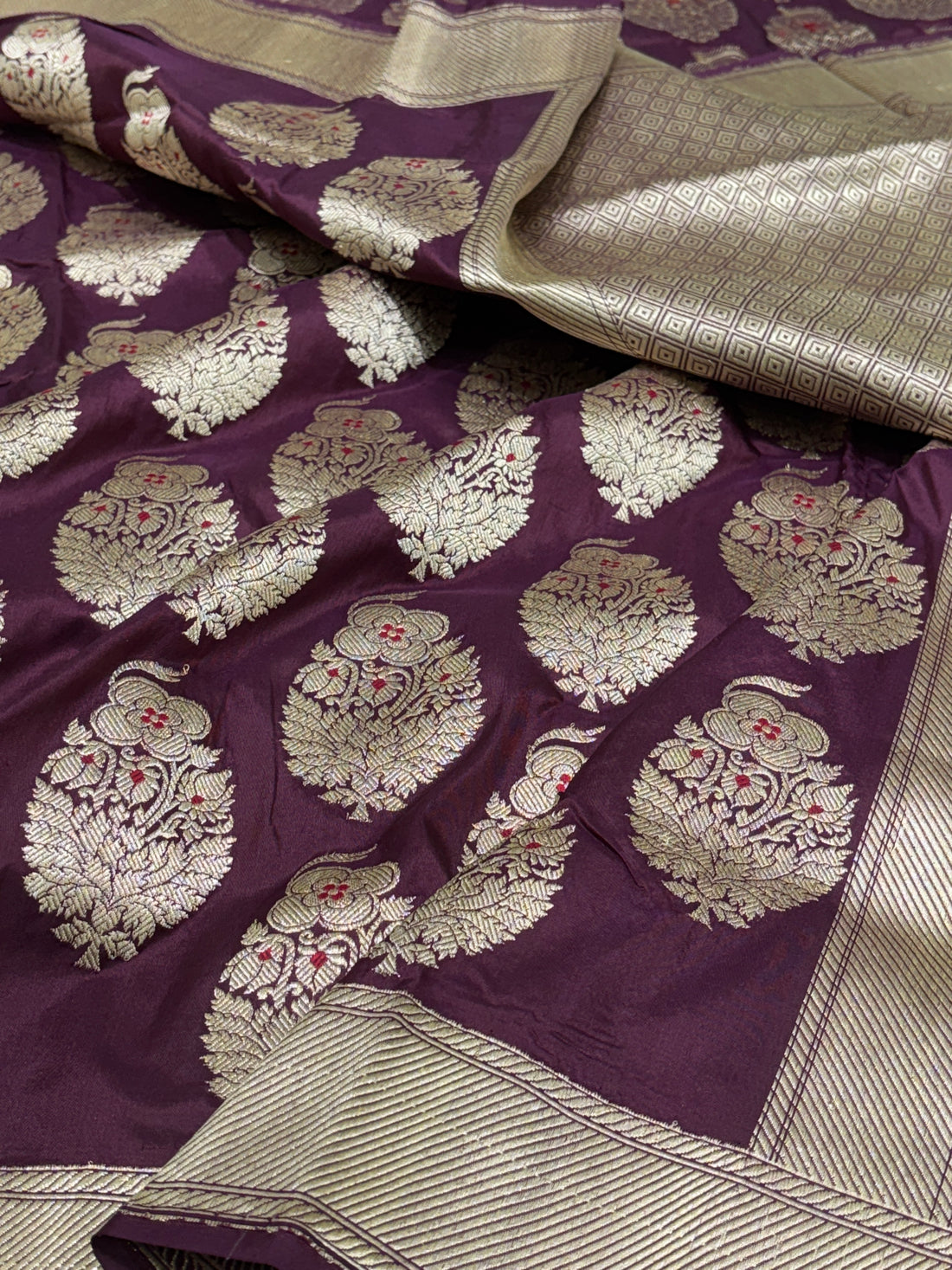 Rich Maroon Pure Banarasi Katan Silk Handwoven Saree