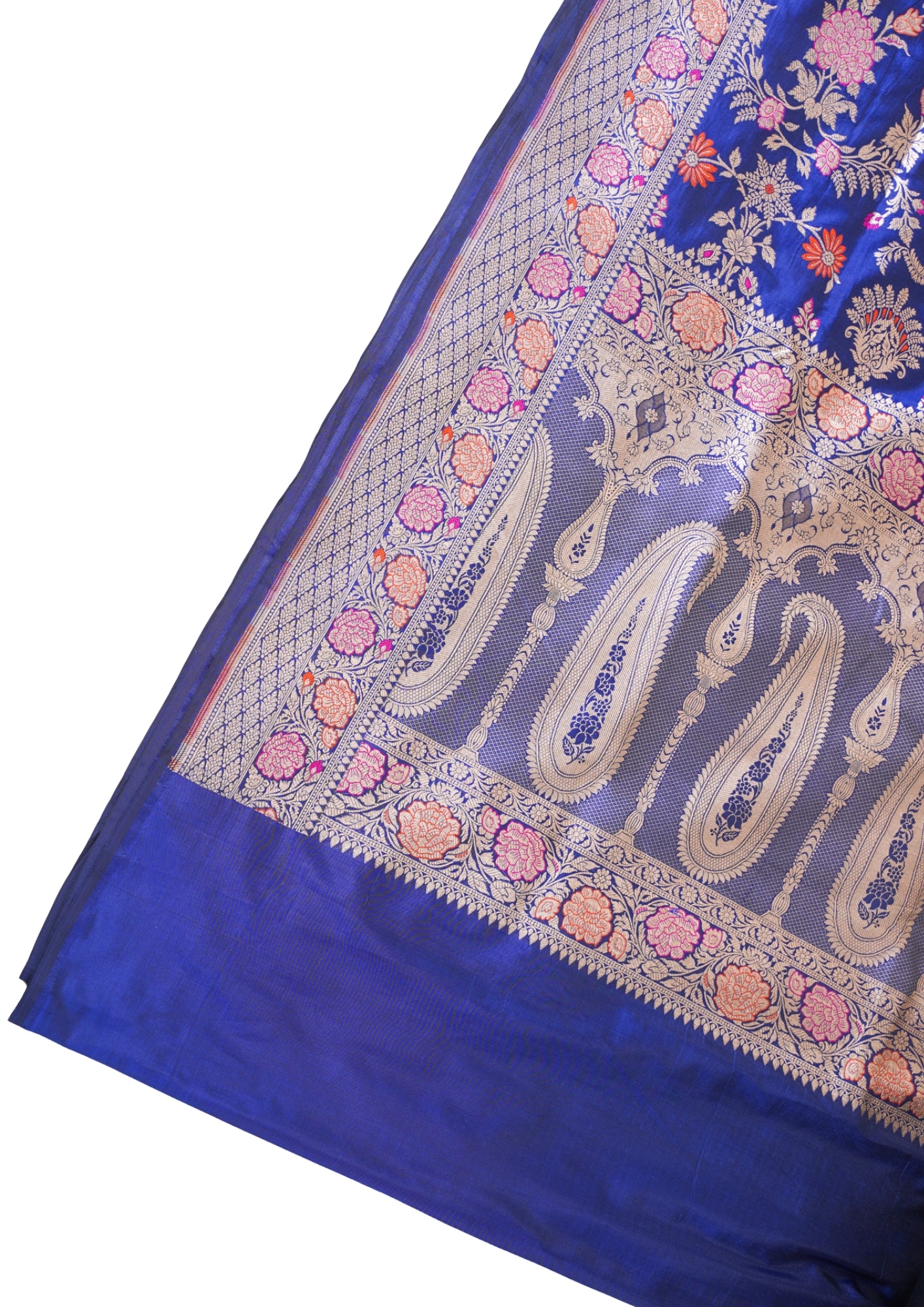 Royal Blue Banarasi Pure Katan Silk Minakari Jaal Saree