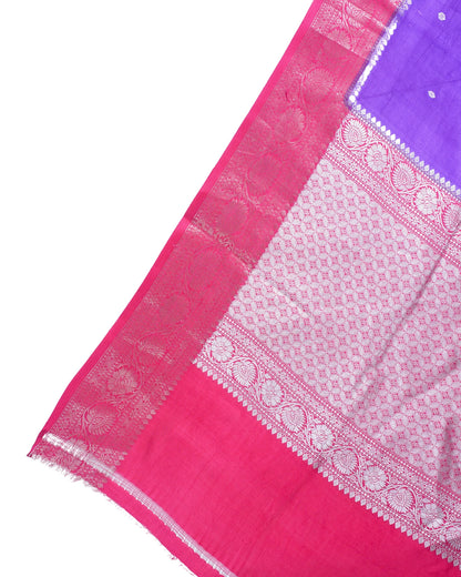 Purple Handloom Pure Silk Banarasi Saree