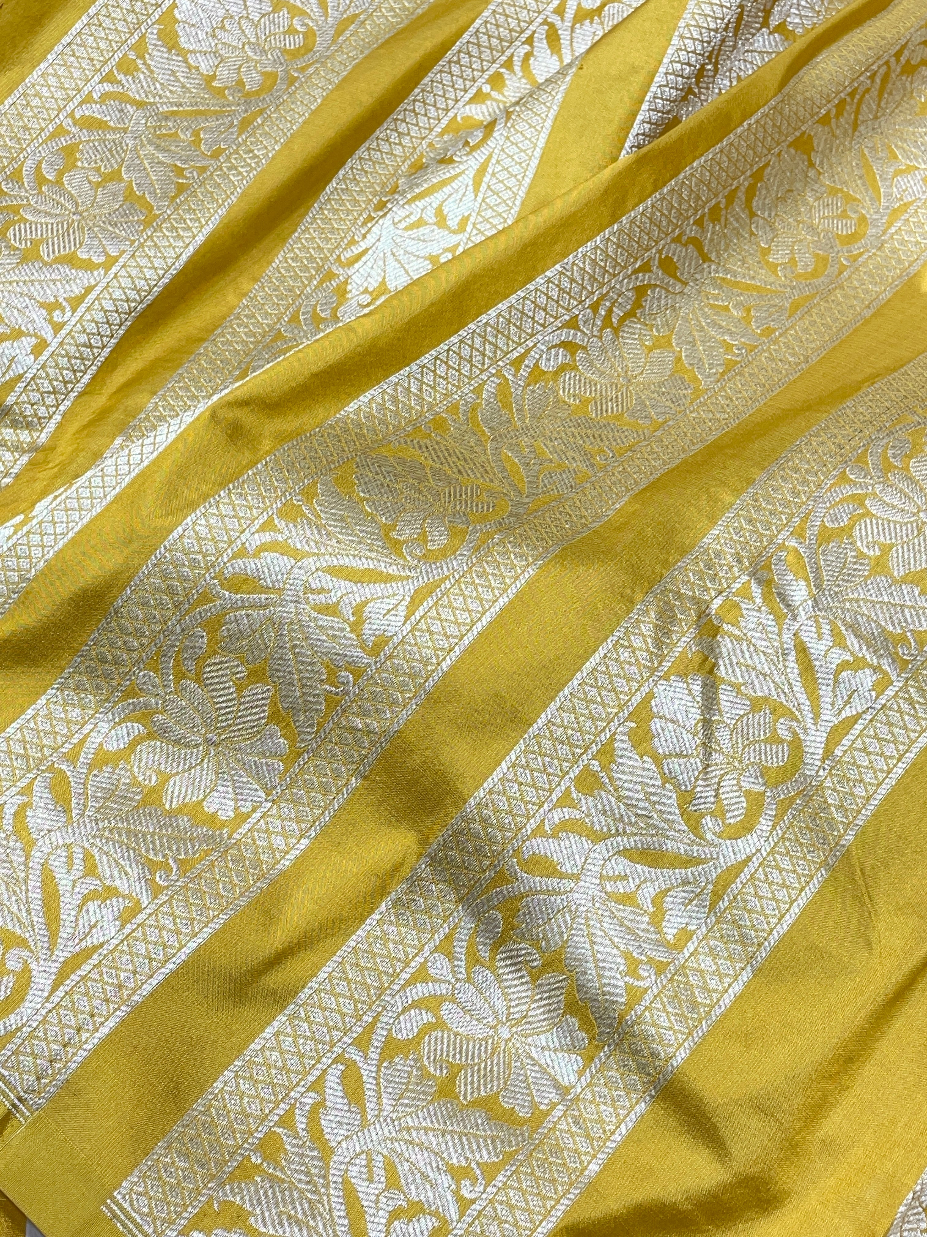 yellow  Banarasi Pure Katan Silk Lehenga