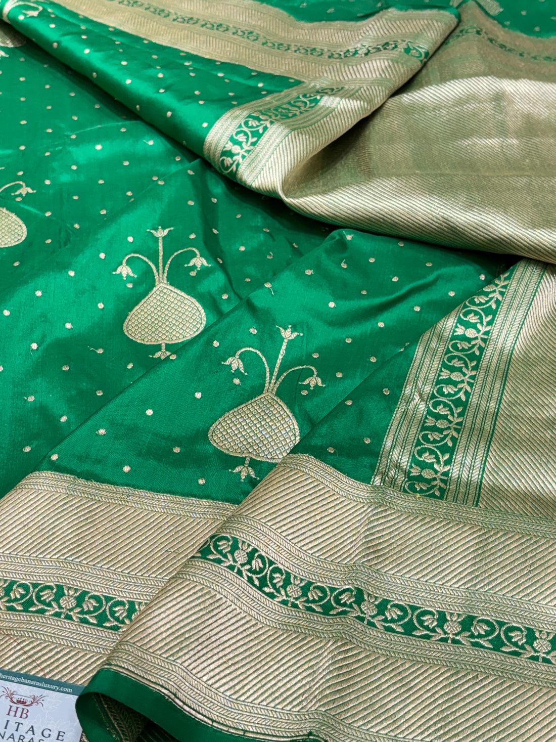 Emerald Green Pure Banarasi Katan Silk Handwoven Saree