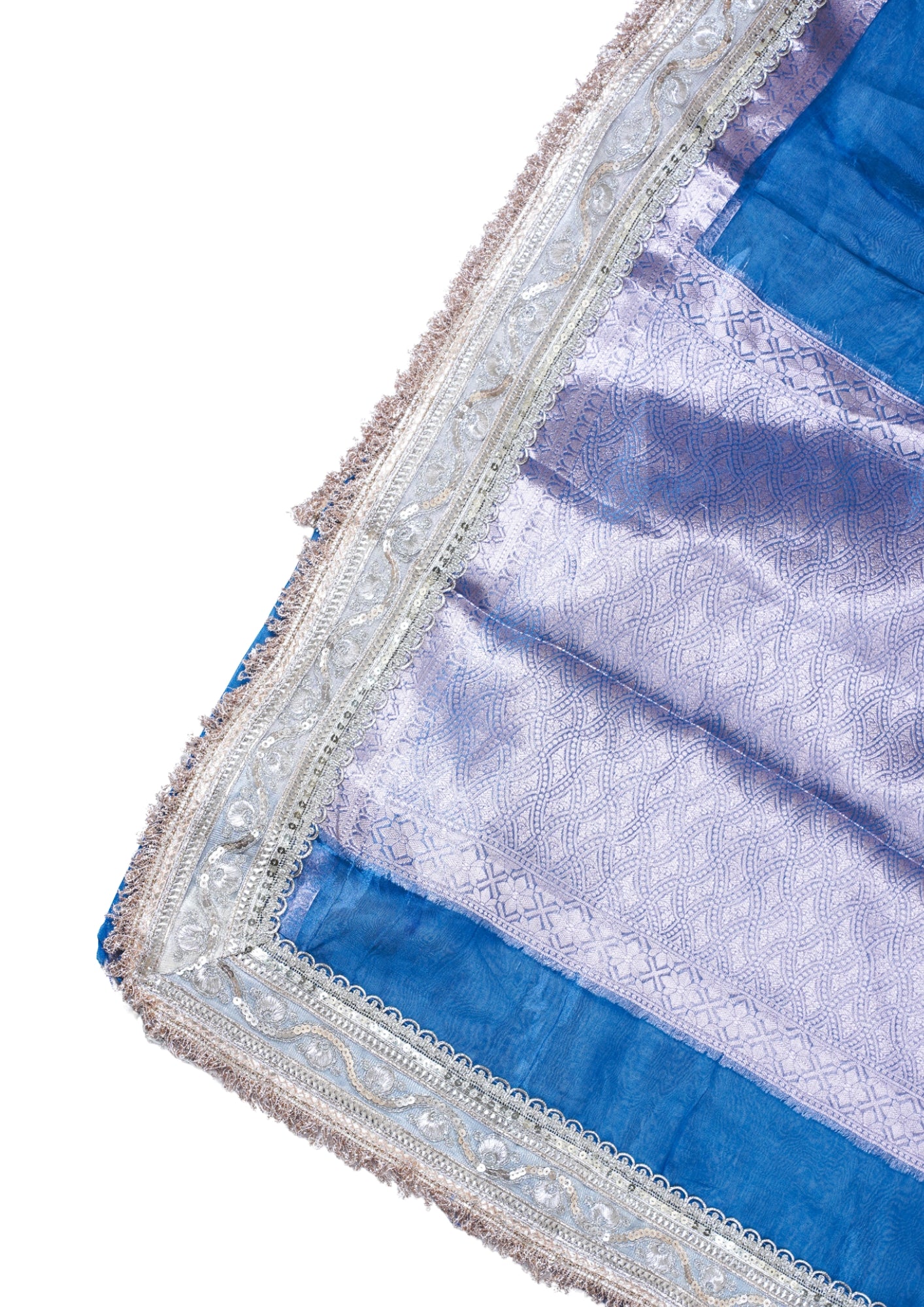 Royal Blue Banarasi Pure Tissue Silk Saree with Sequined Lace Border