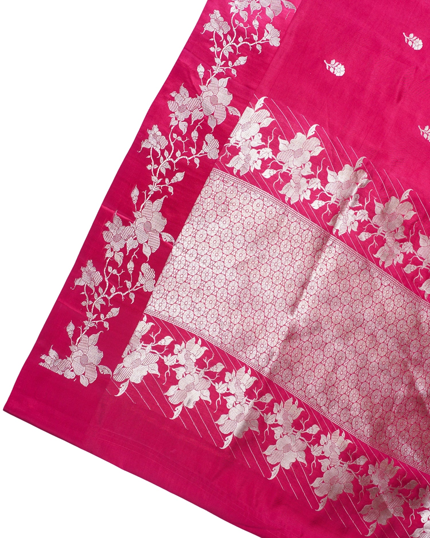 Rani Pink Handloom Pure Silk Banarasi Saree