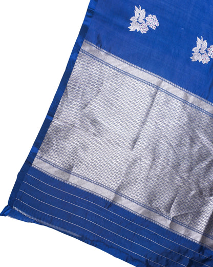 Royal Blue Handloom Pure Silk Banarasi Saree