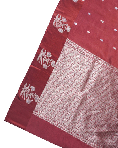 Wine Maroon Handloom Pure Silk Banarasi Saree