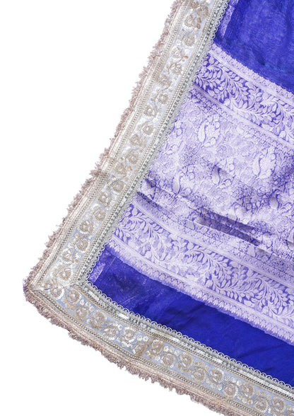 Royal Blue Banarasi Pure Tissue Silk Saree with Sequined Lace Border