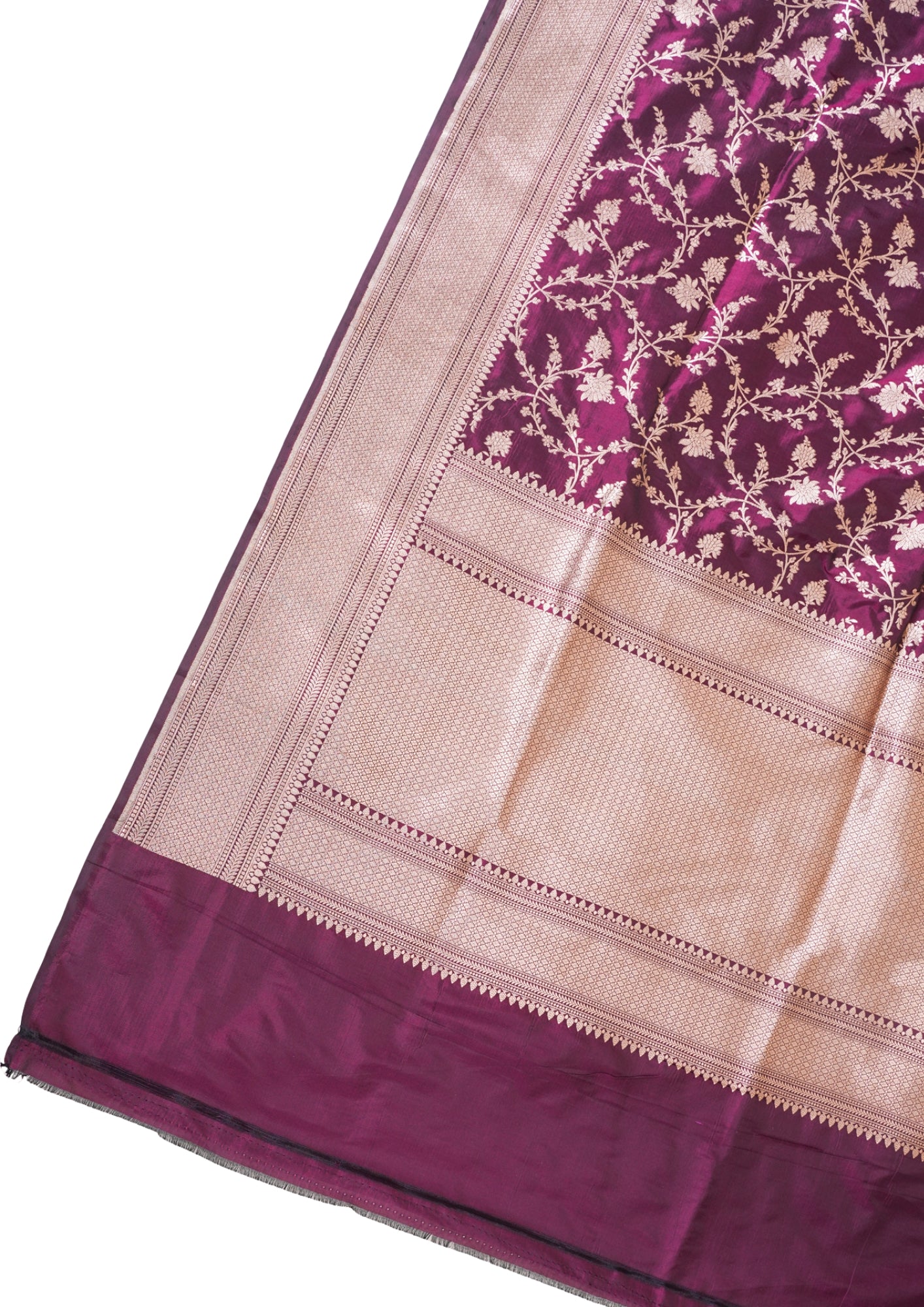 Wine Banarasi Pure Katan Silk Jaal Saree