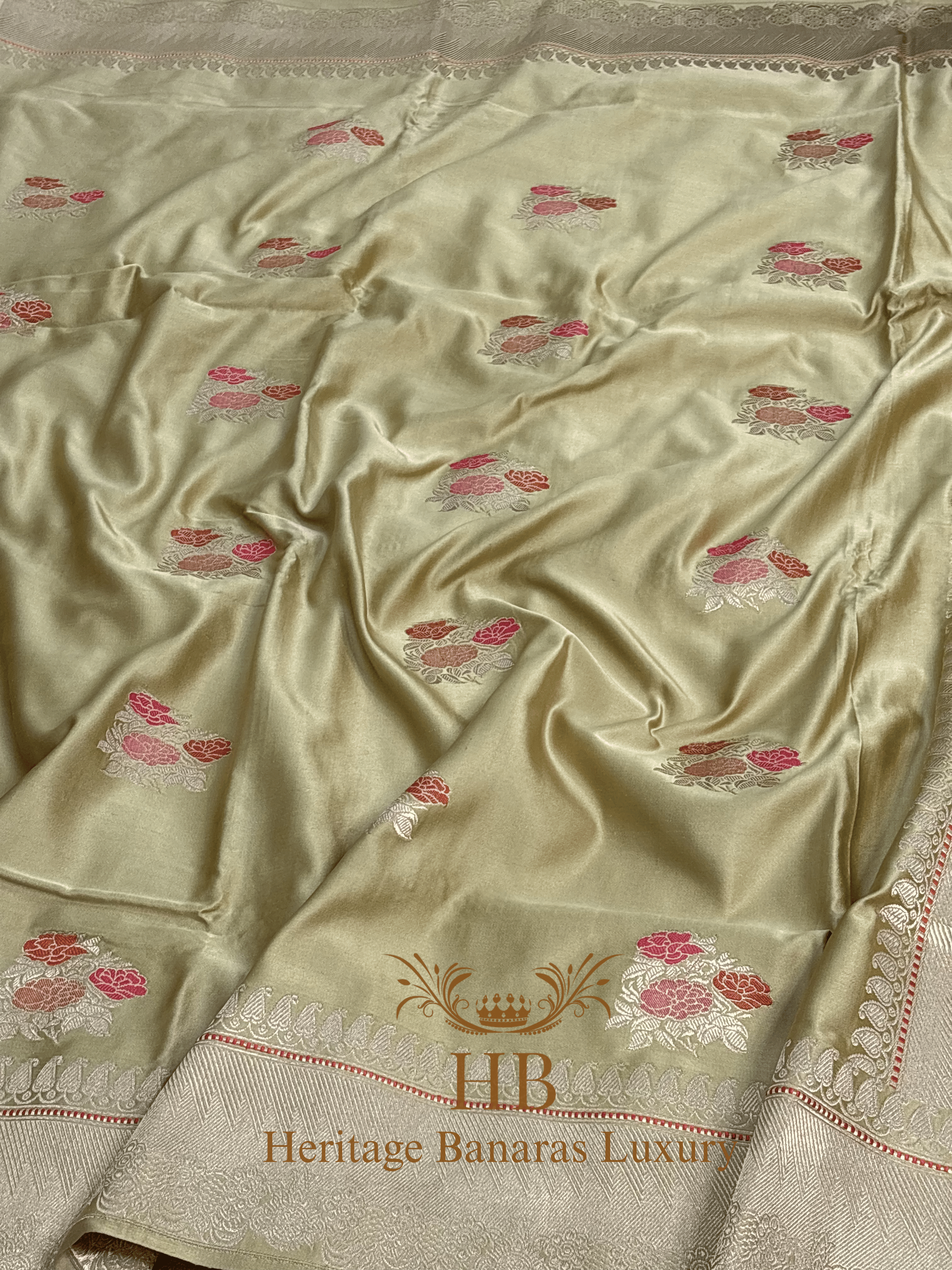 Pure Pastel Yellow Mashru Silk Handwoven Saree