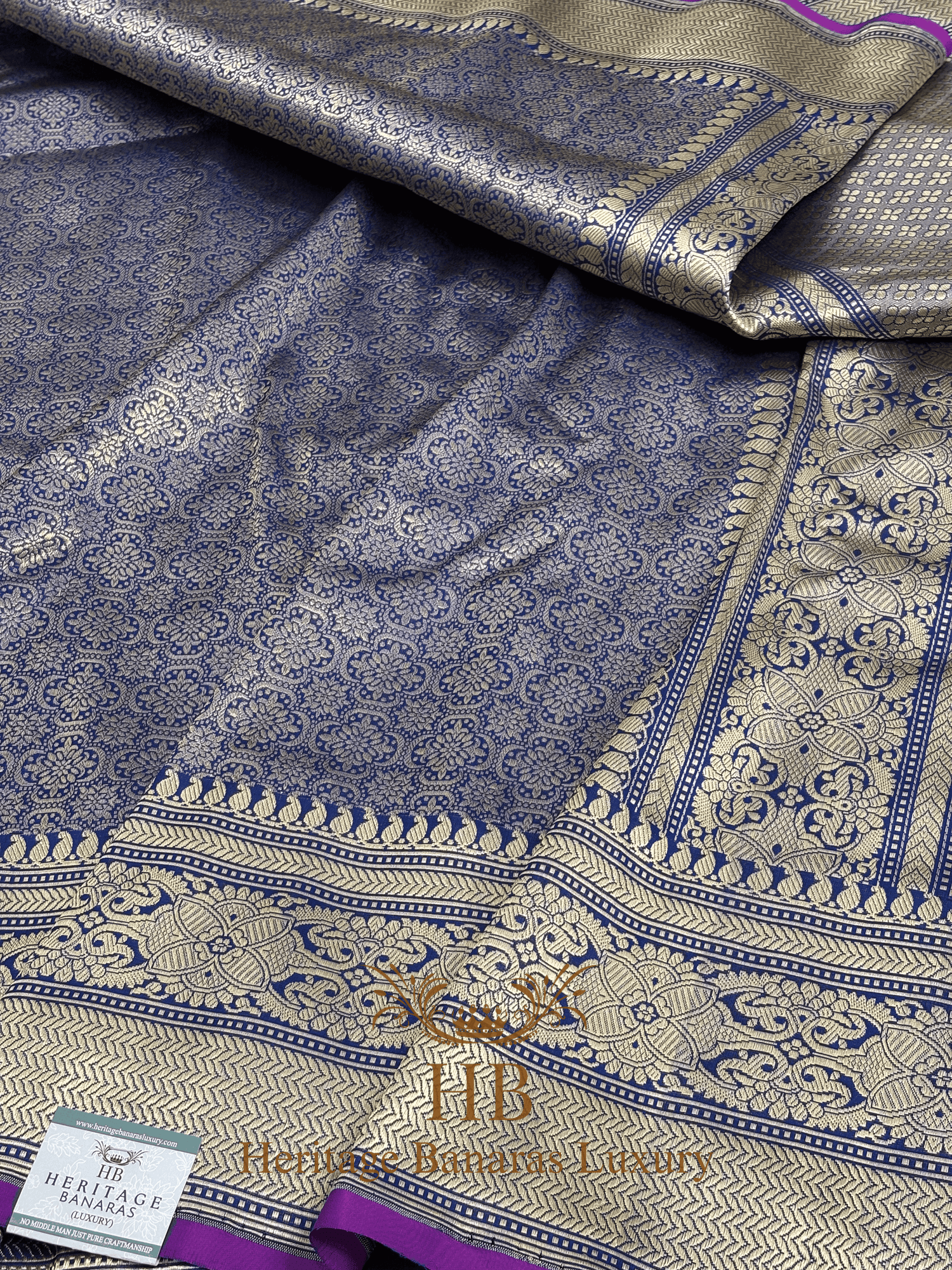 Royal Blue Handwoven Banarasi Pure Katan Silk Brocade Saree