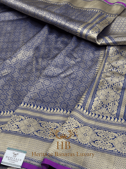 Royal Blue Handwoven Banarasi Pure Katan Silk Brocade Saree