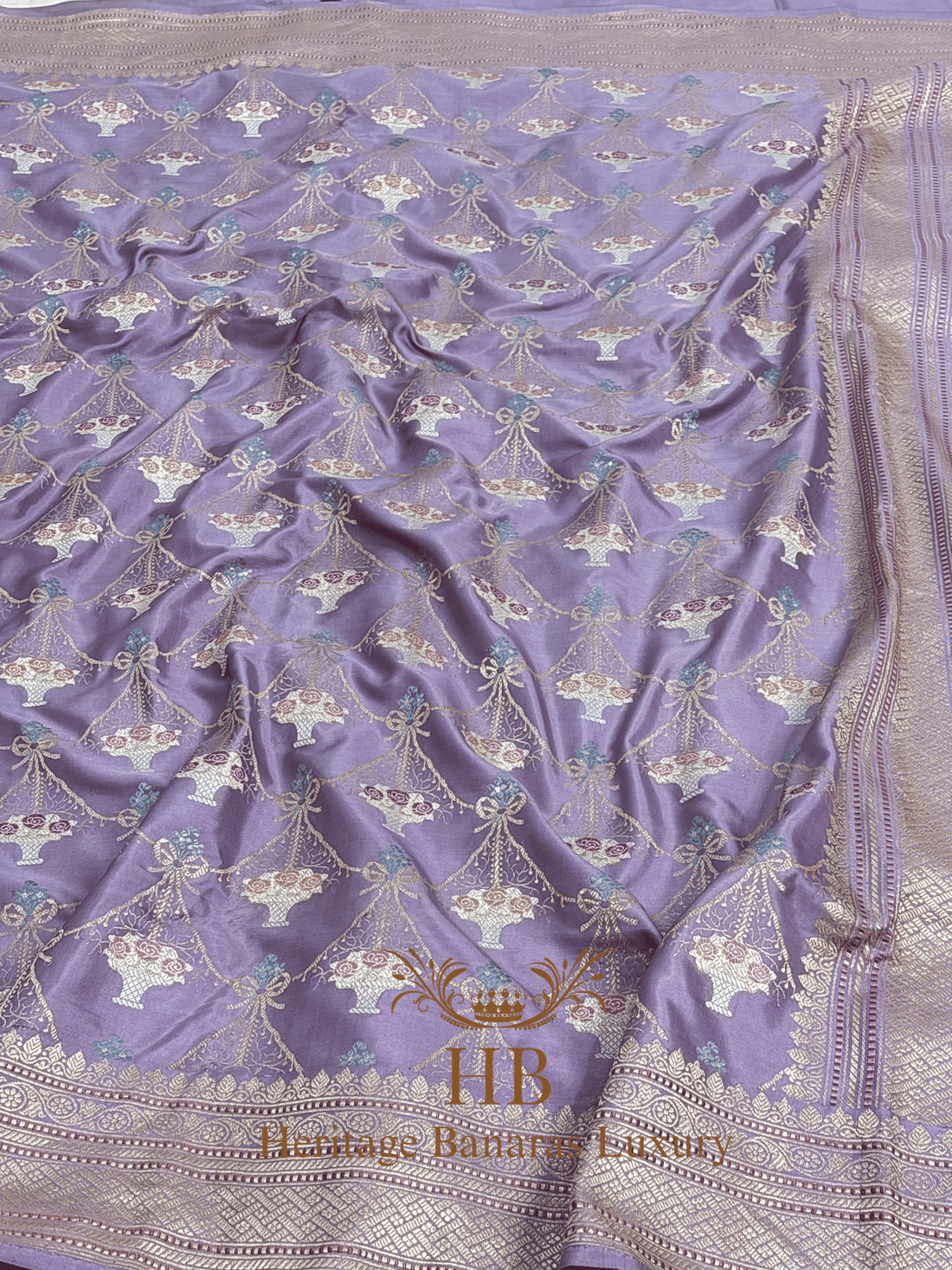 Pure Mauve Banarasi Katan Silk Handwoven Saree