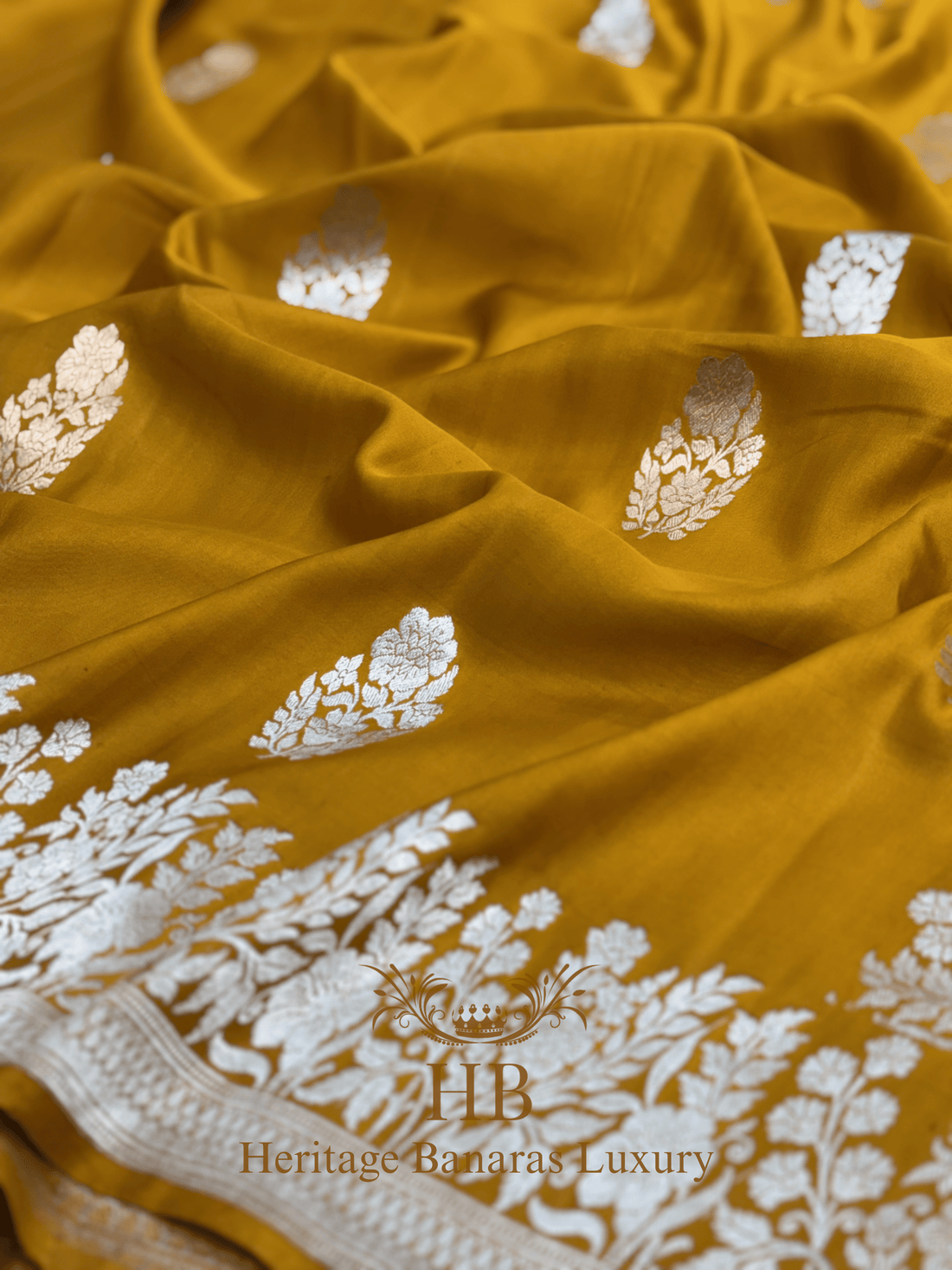 Mustard Yellow Handwoven Banarasi Pure Mashru Silk Saree