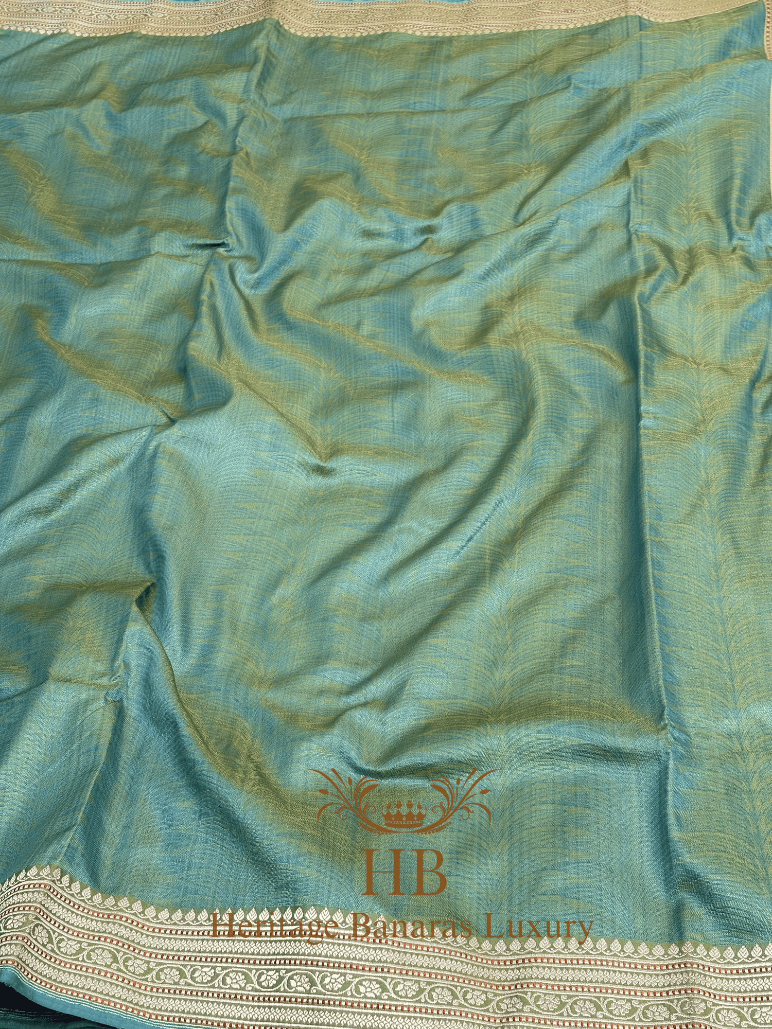 Pure Sea Green Tanchoi Handwoven Saree