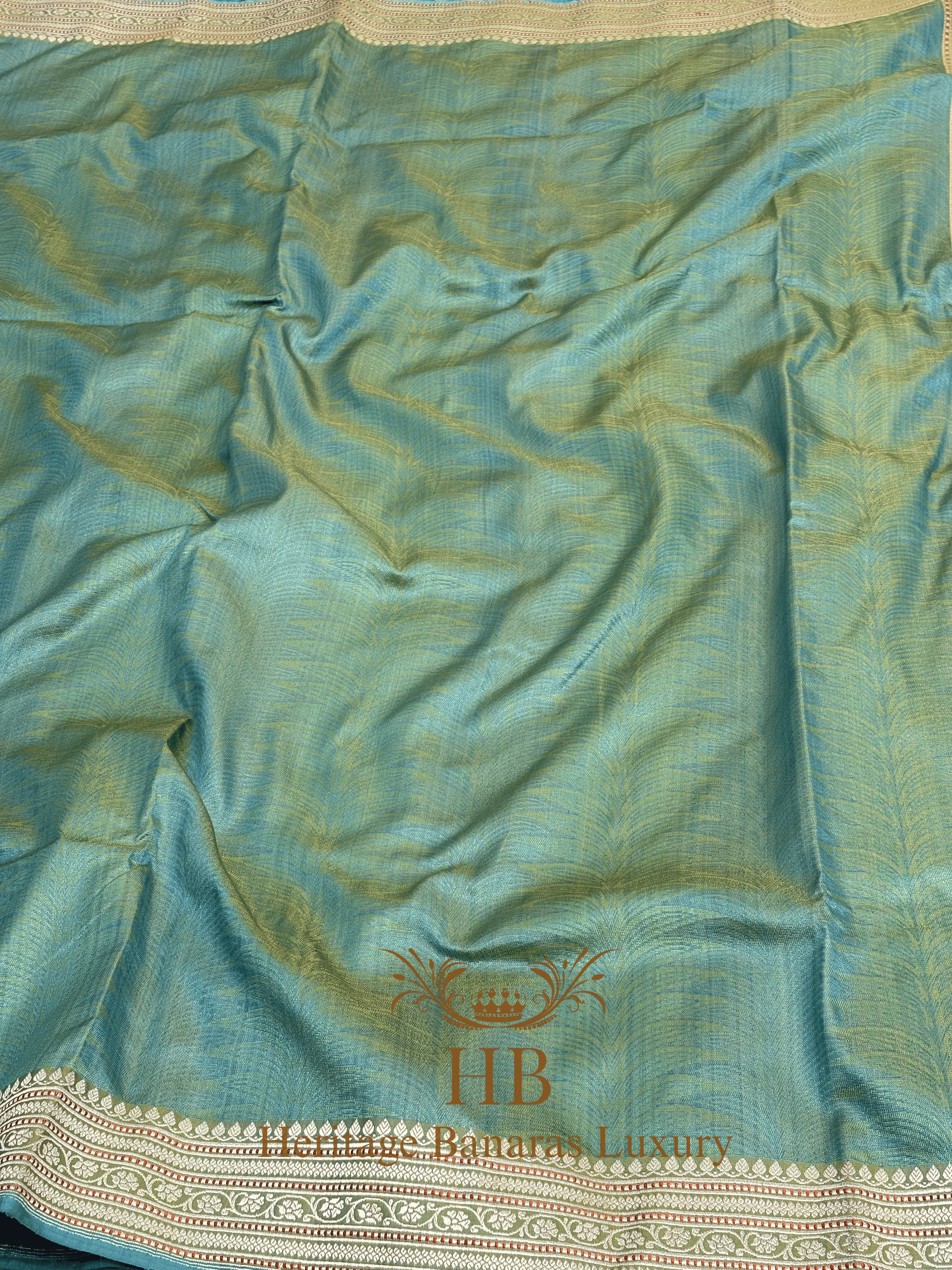Pure Sea Green Tanchoi Handwoven Saree