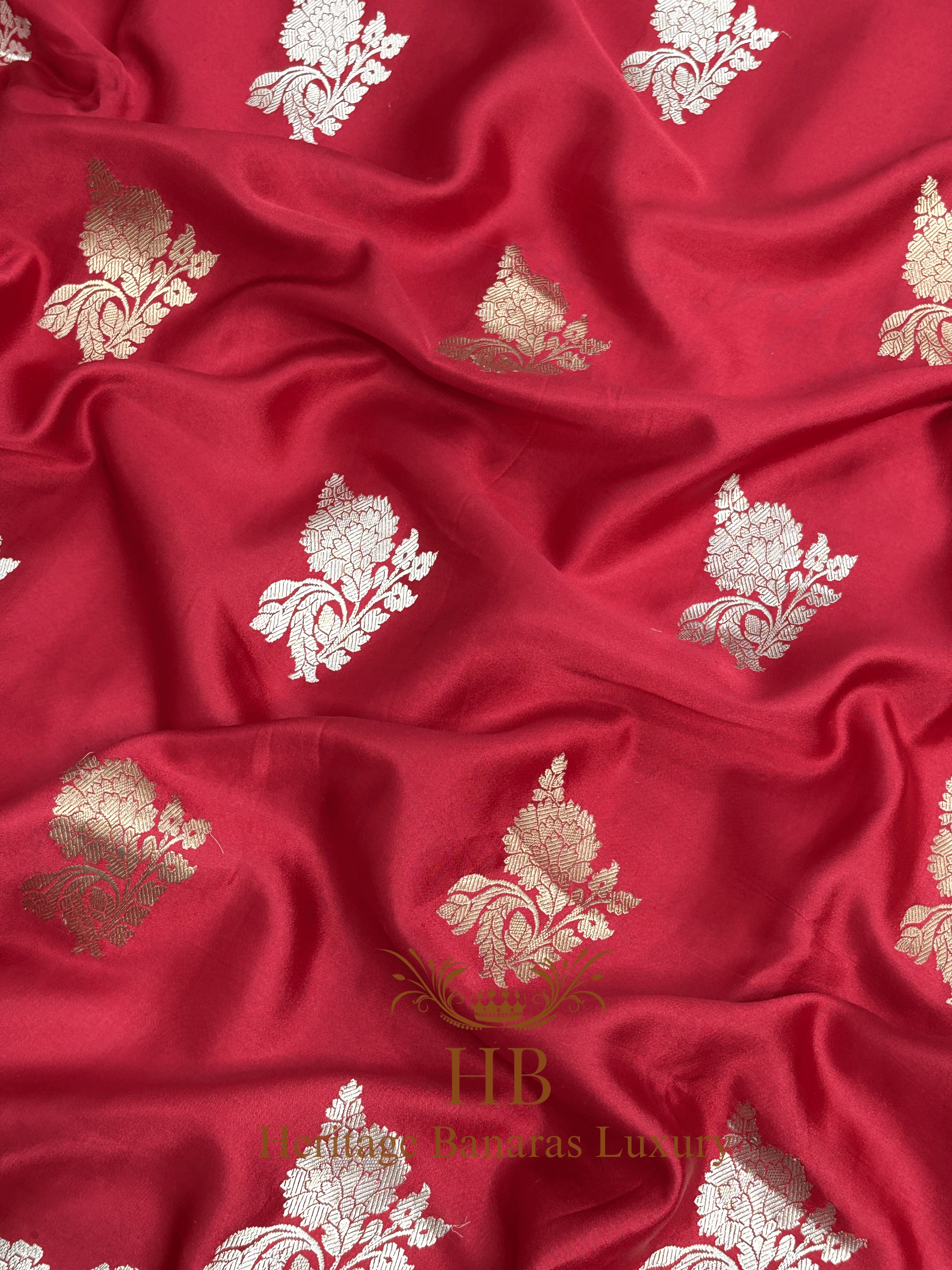 Royal Red Handwoven Banarasi Pure Mashru Silk Saree