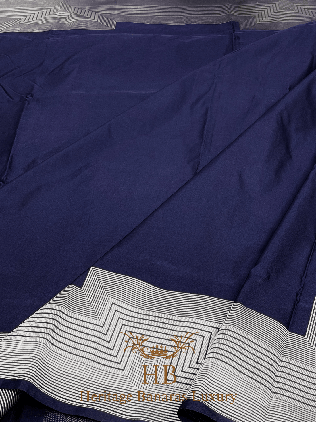 Pure Navy Blue Katan Silk Handwoven Saree