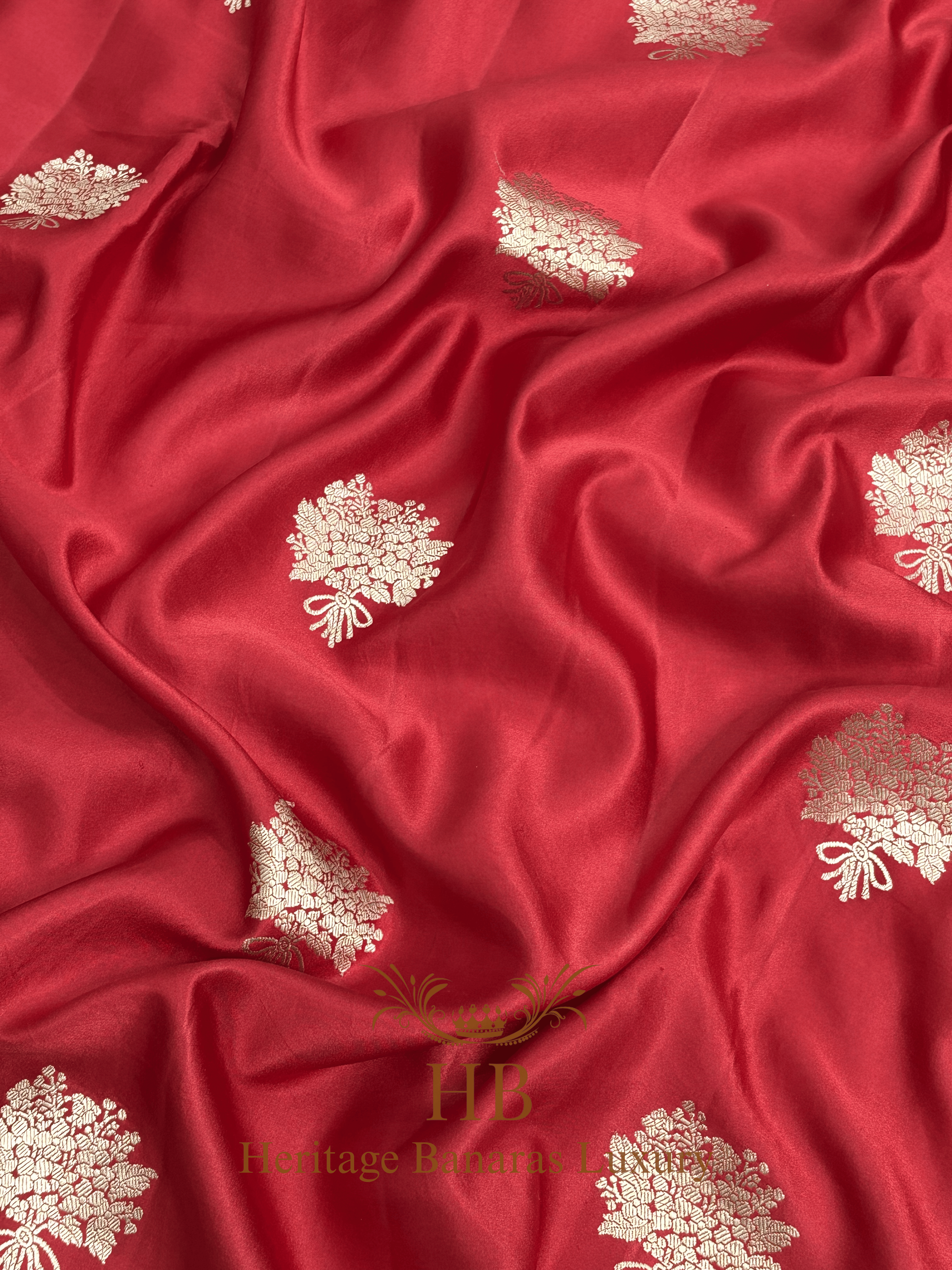 Royal Red Handwoven Banarasi Pure Mashru Silk Saree