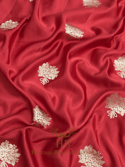 Royal Red Handwoven Banarasi Pure Mashru Silk Saree