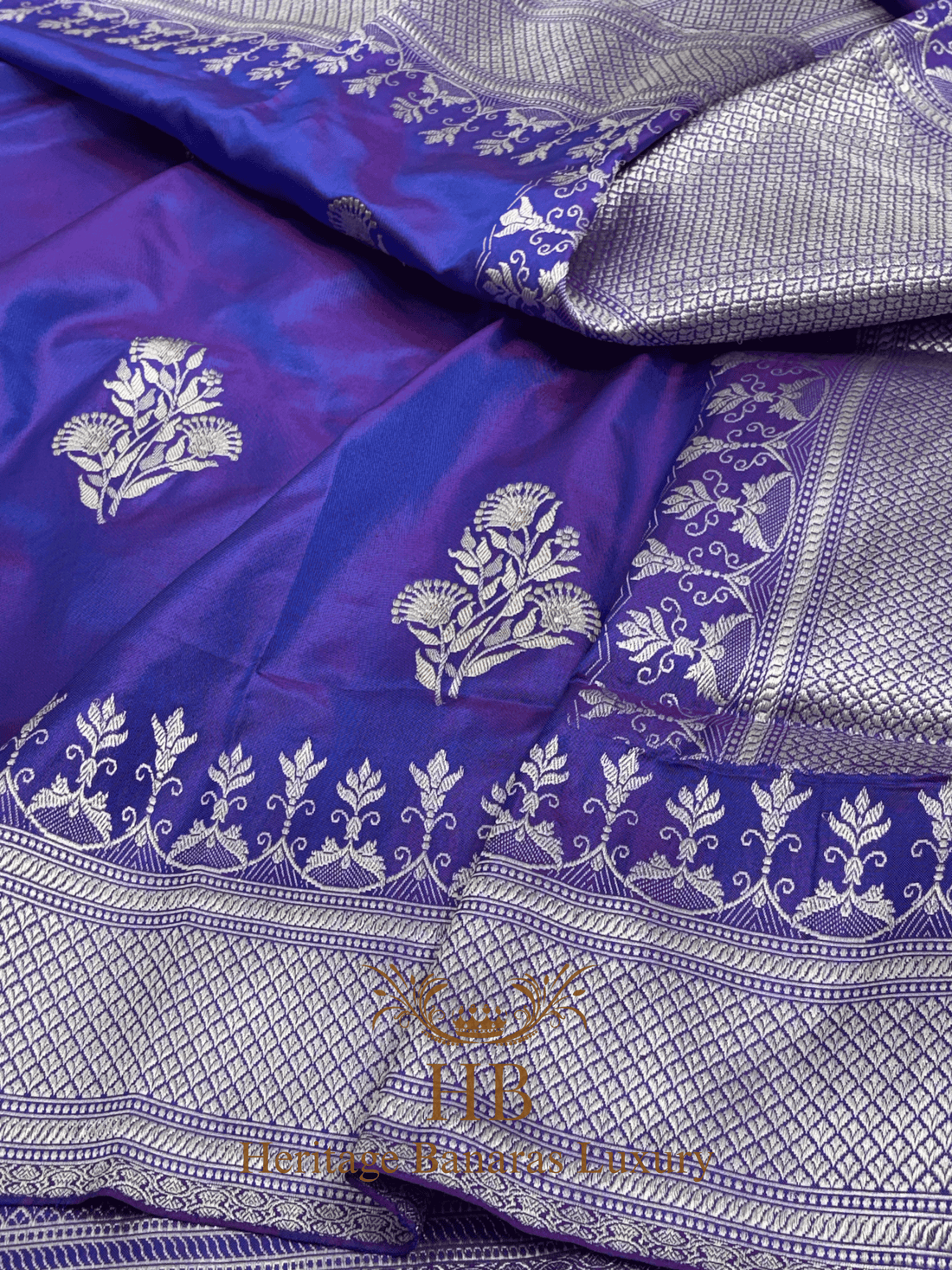 Purple Handwoven Banarasi Pure Katan Silk Ektara Saree
