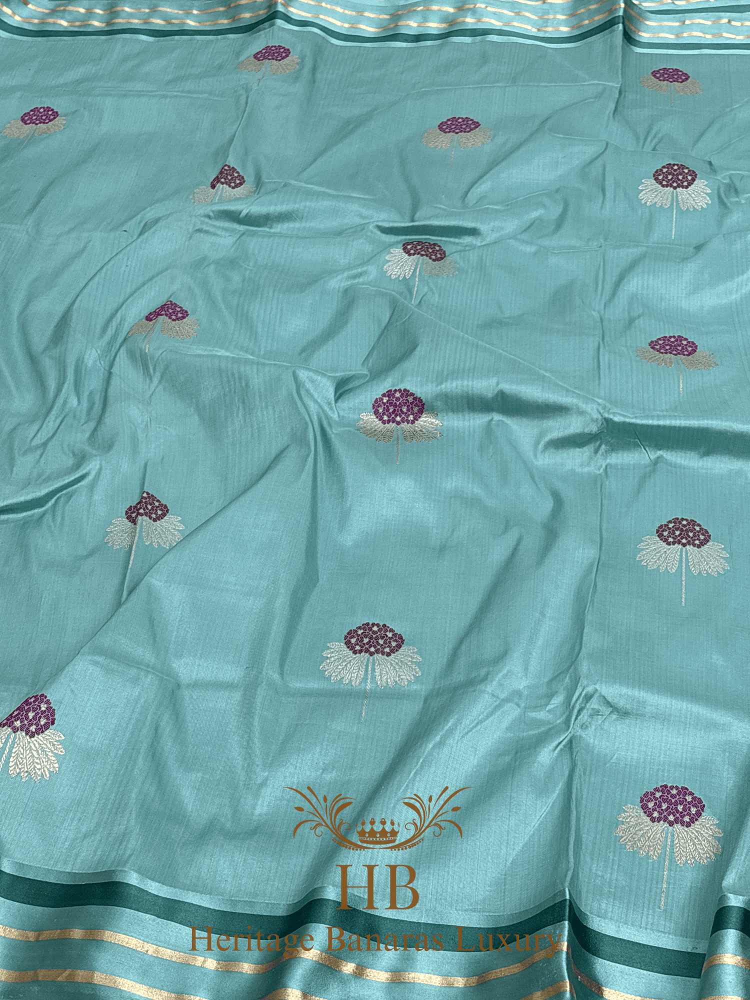 Pure Sea Green Katan Silk Handwoven Saree