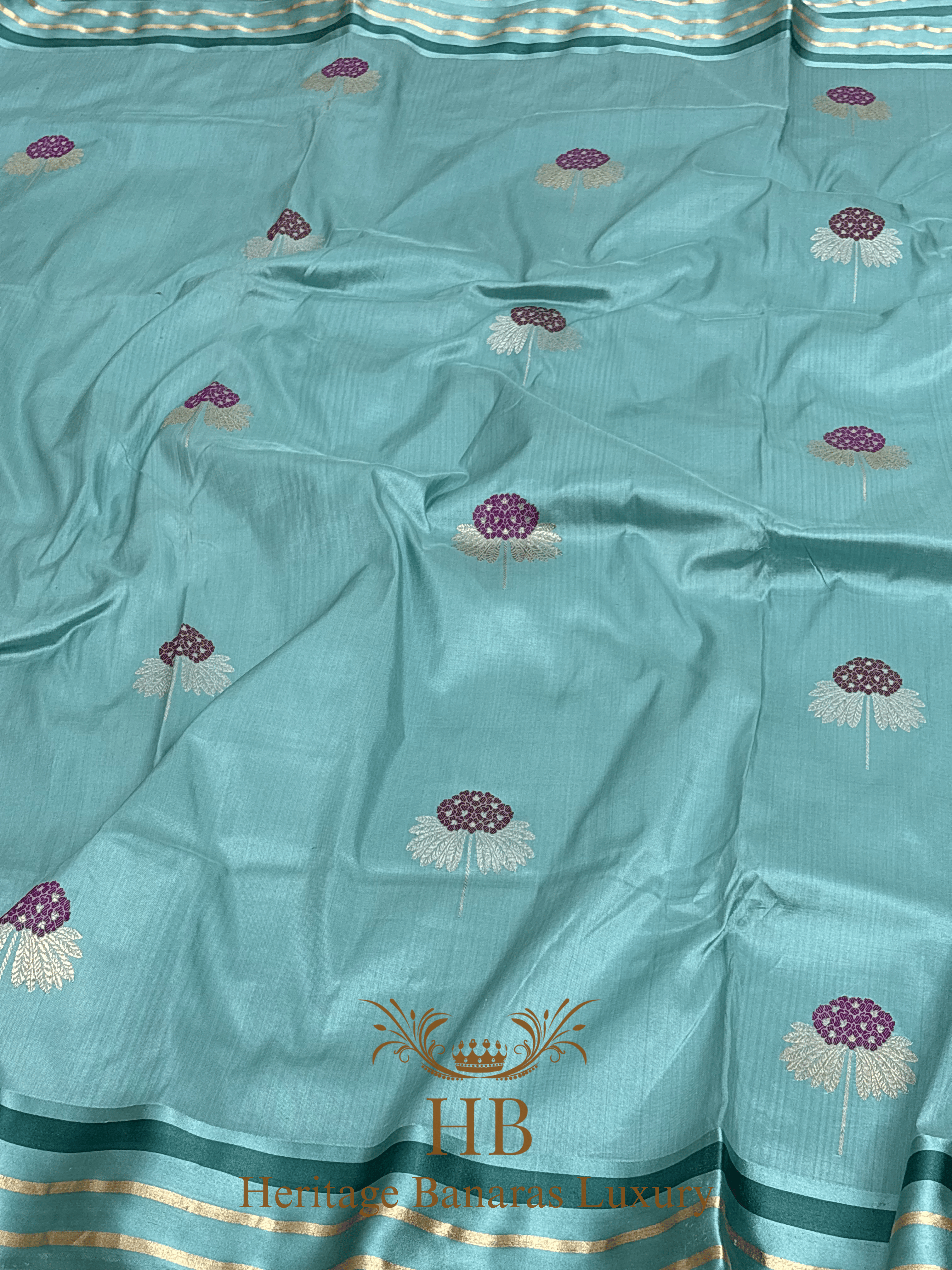 Pure Sea Green Katan Silk Handwoven Saree