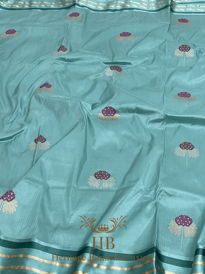 Pure Sea Green Katan Silk Handwoven Saree